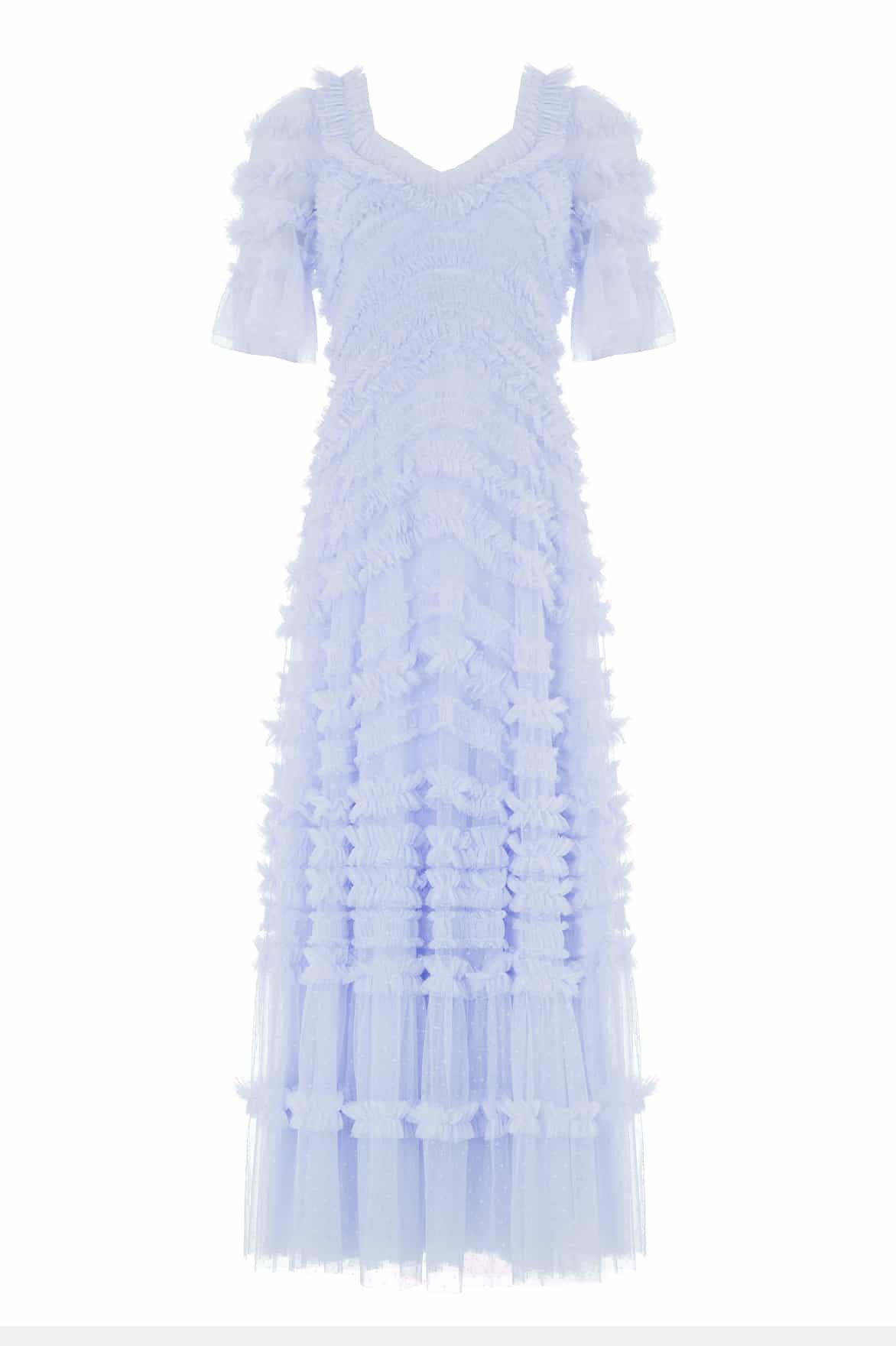 Needle & Thread Amara Ruffle Gown sukienka wieczorowa niebieska tiulowa