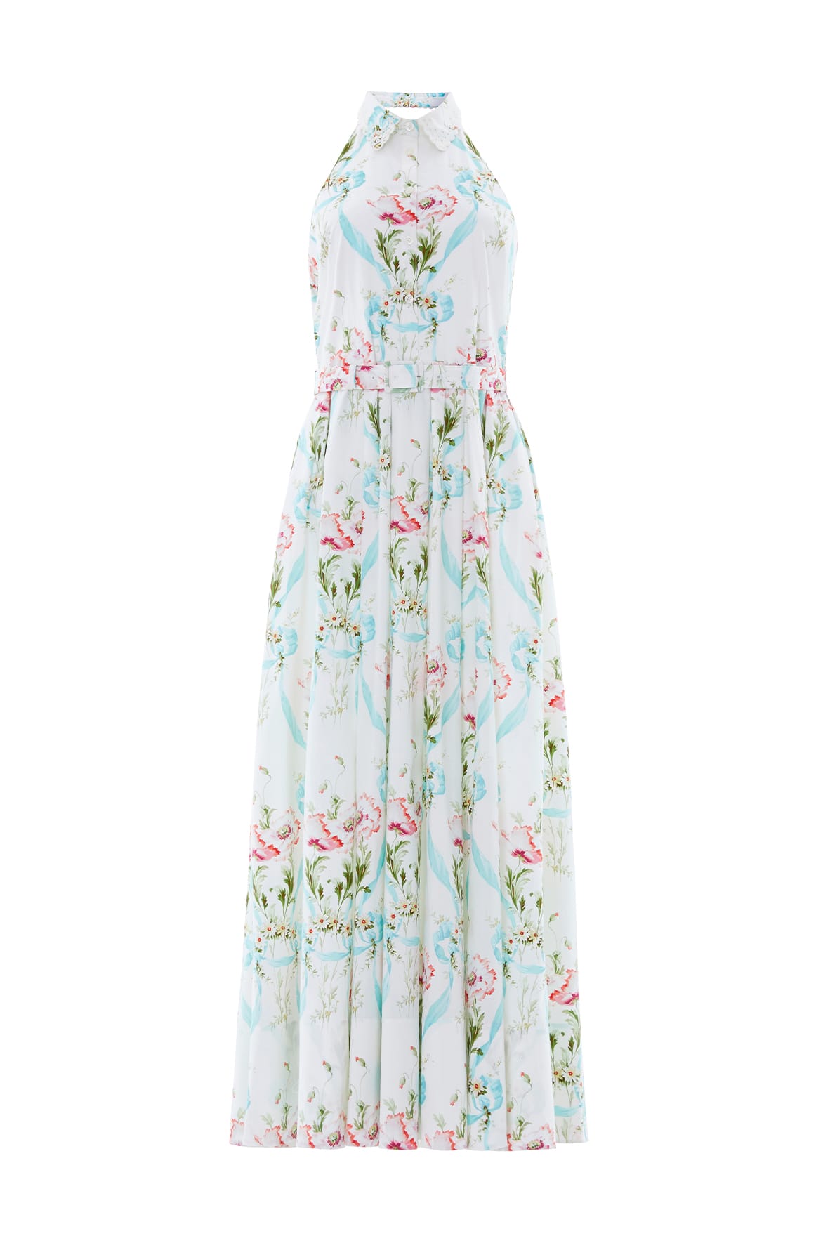 Needle & Thread Floral Ribbon Halter sukienka White bawełna