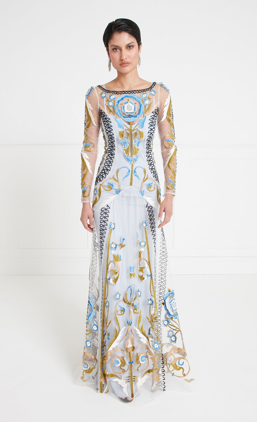 Temperley London Alessia sukienka niebieska maxi