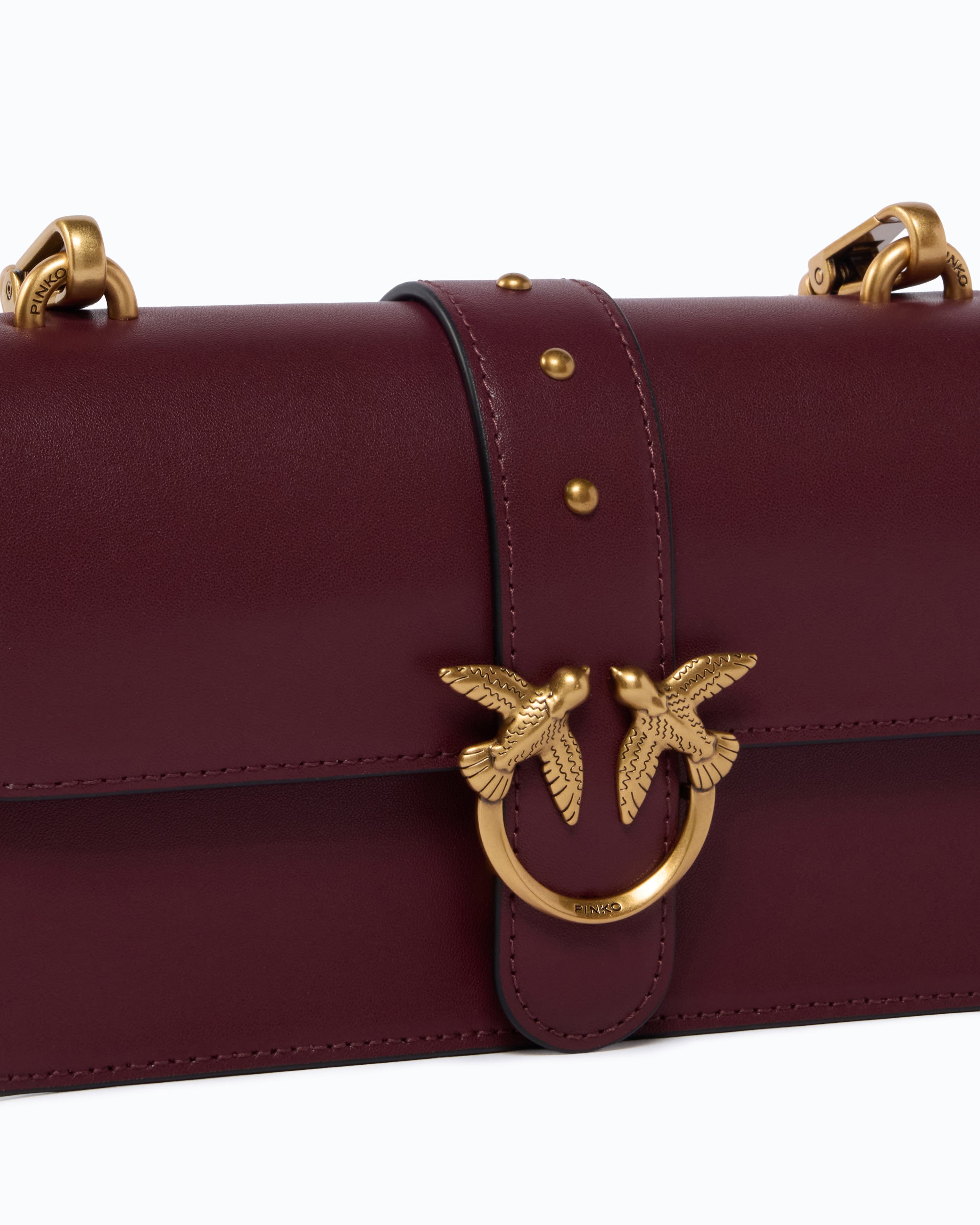 Pinko Love Bag One torebka skórzana brązowa New Buckle