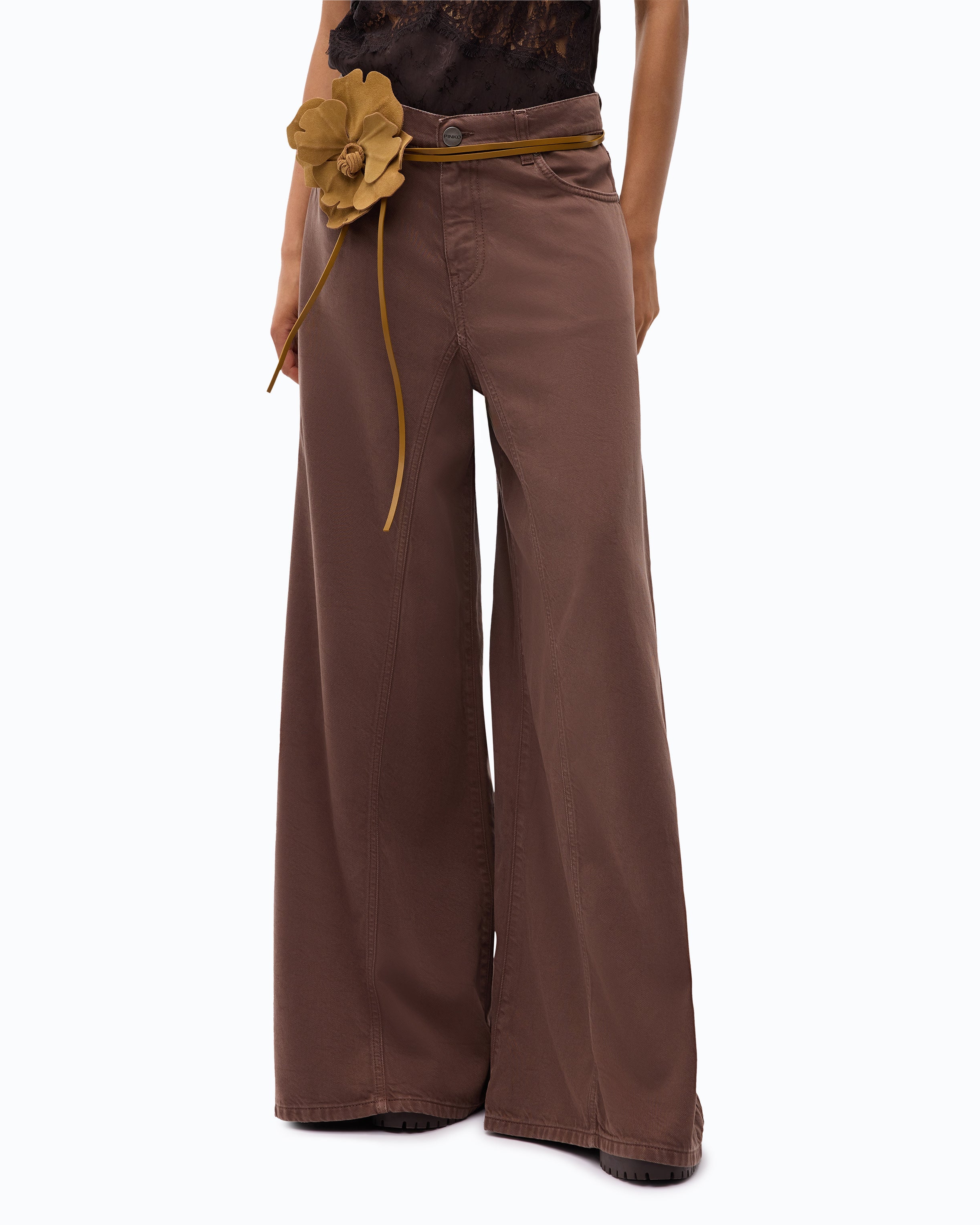 Pinko Winona Wide Leg jeansy brązowe vintage