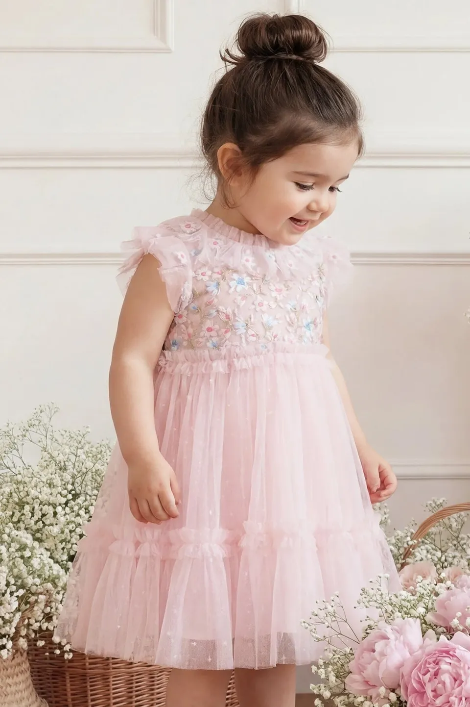 Needle & Thread Antoinettes Floral Dress sukienka różowa niemowlęca