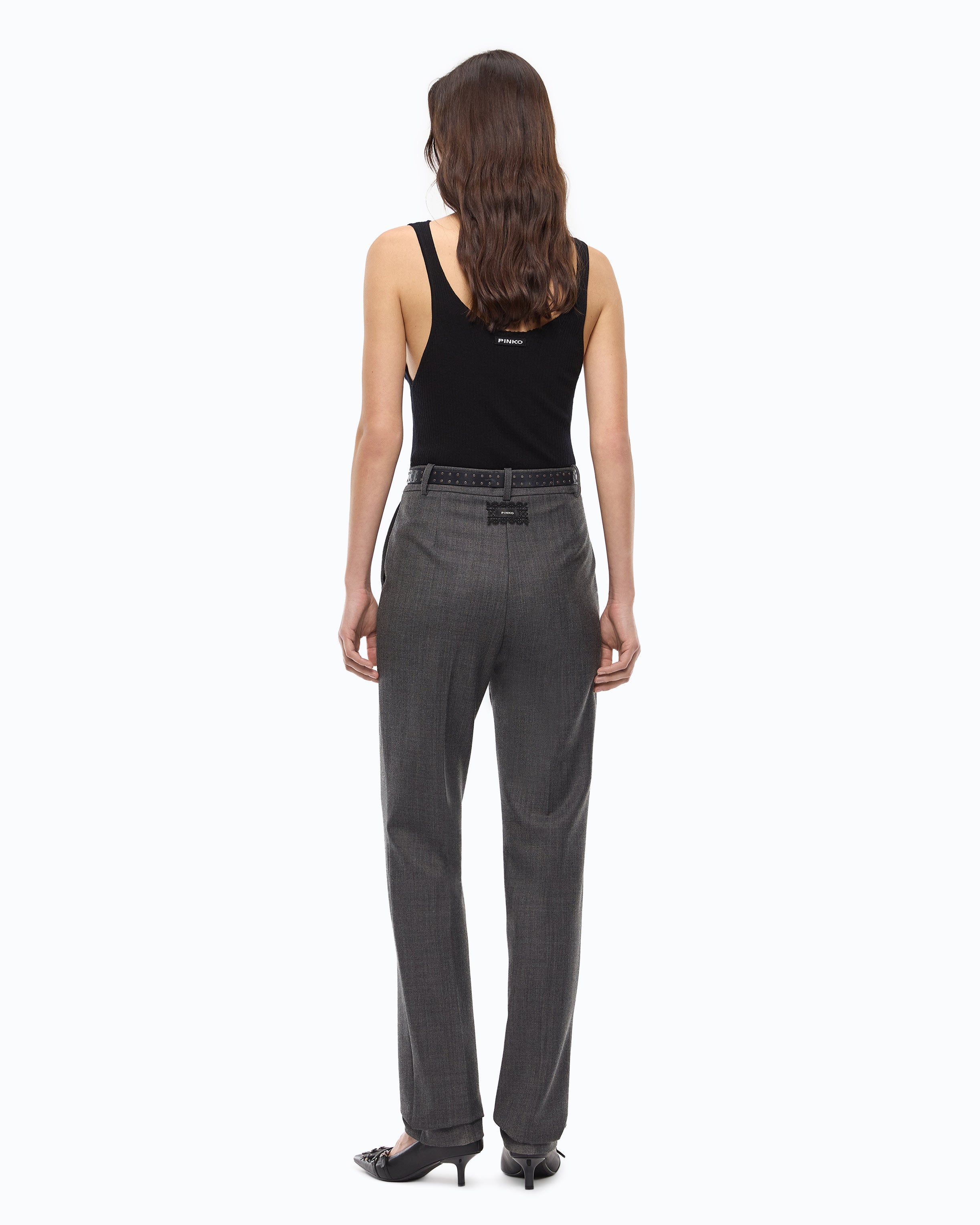Pinko Pleione Pants spodnie cygaretki wełna szare