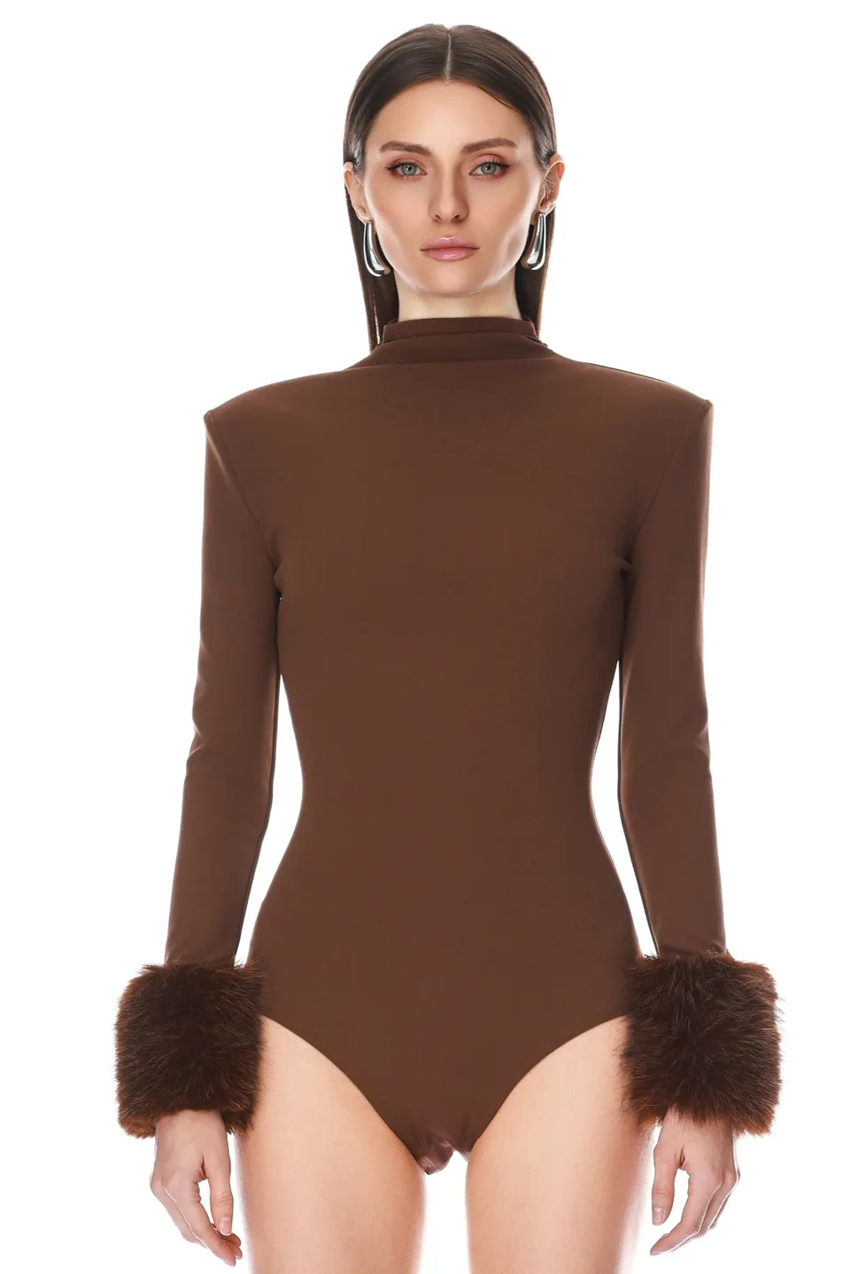 Bronx and Banco body brązowe długi rękaw futerko XS-XL