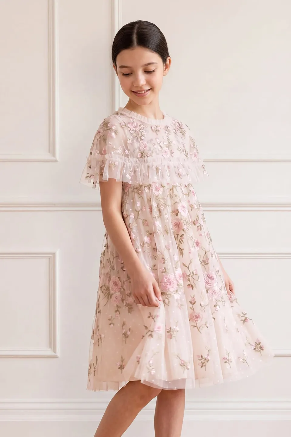 Needle & Thread Eden Rose Cape Kids Dress sukienka kremowa 3-12 lat