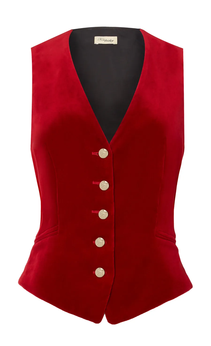 Temperley London Clove kamizelka Scarlet welurowa