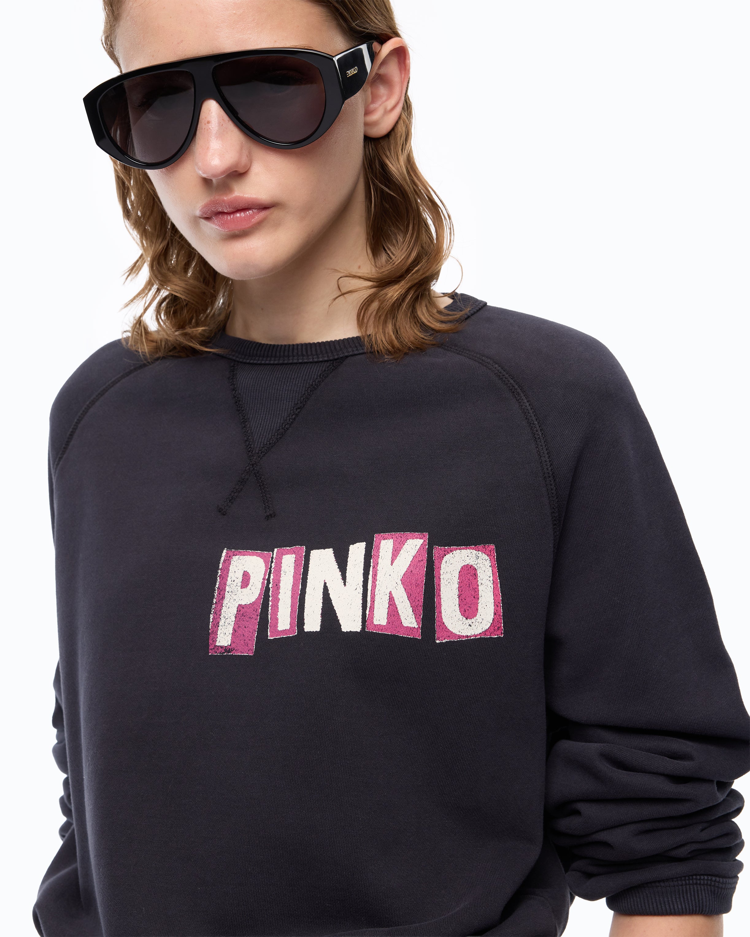 Pinko Quiet Is The New Punk bluza czarna bawełniana