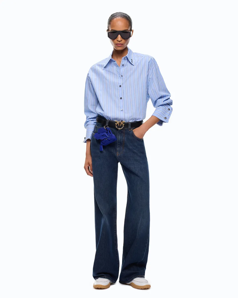 Pinko Wanda Wide Leg dżinsy wide leg niebieskie kant