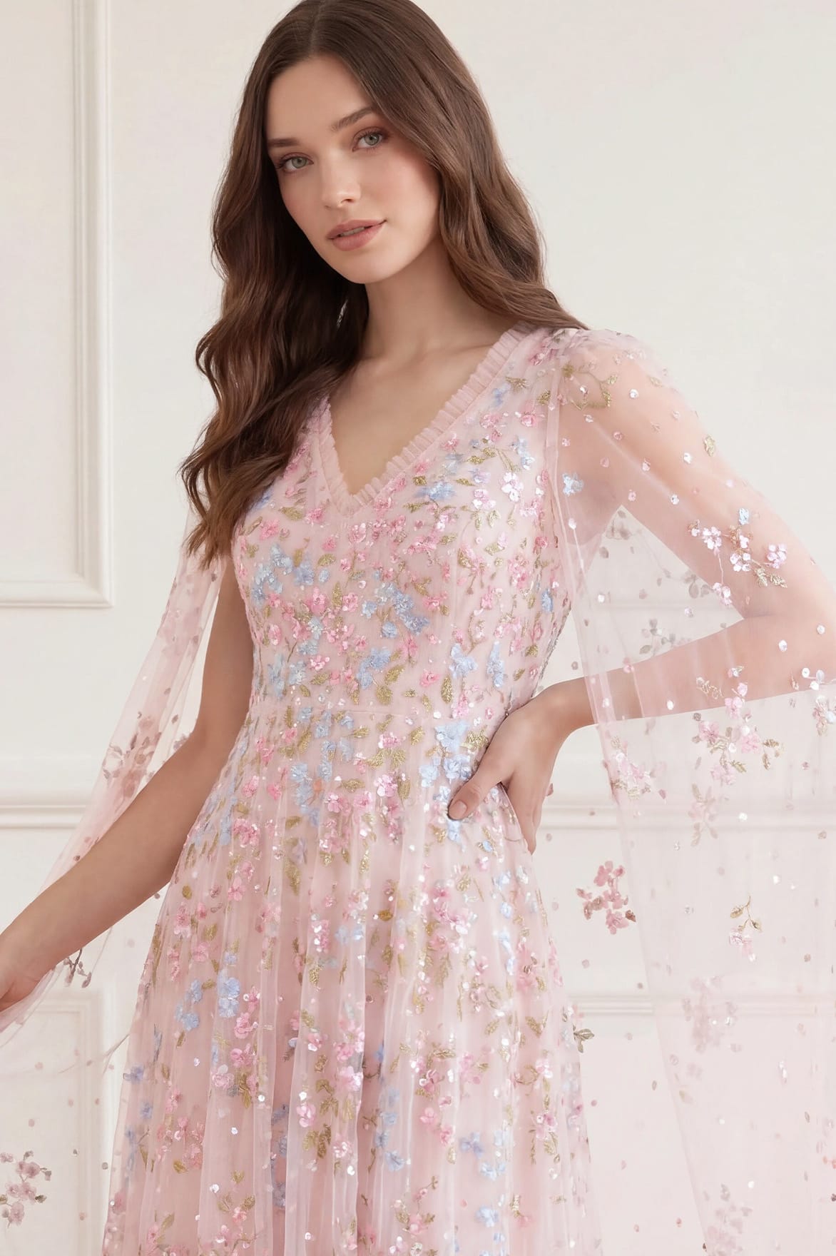 Needle & Thread Versailles Ditsy Ankle Gown suknia kwiatowa