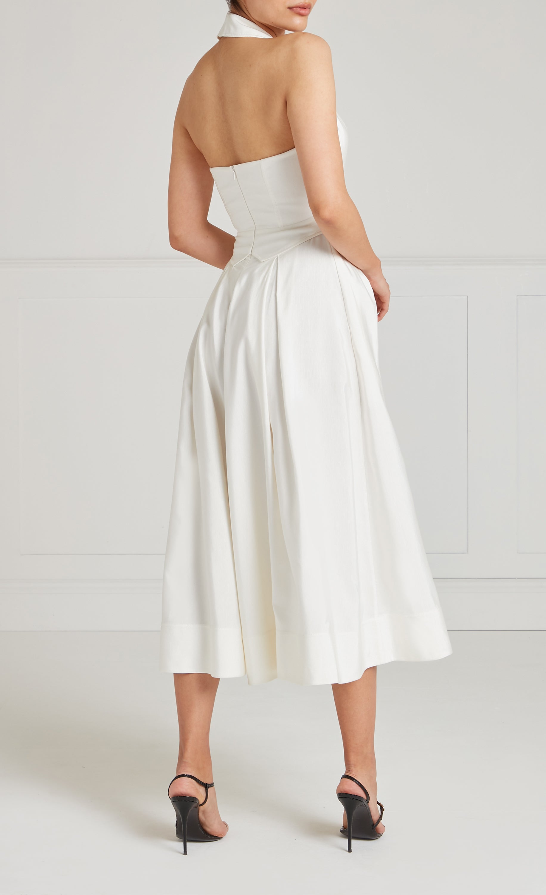 Temperley London Elodie sukienka koktajlowa biała halter