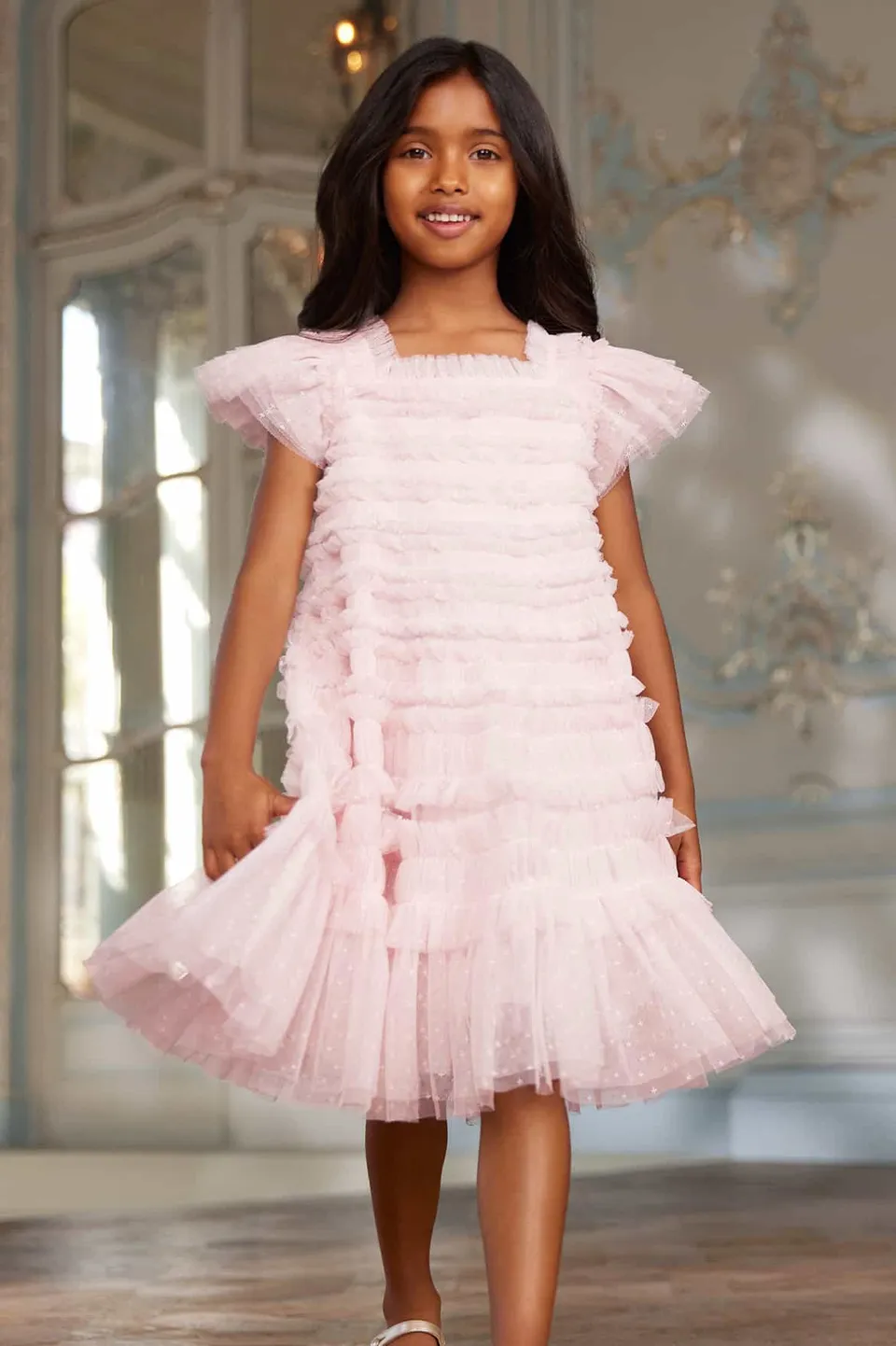 Needle & Thread Lisette Kids Dress sukienka różowa tiulowa