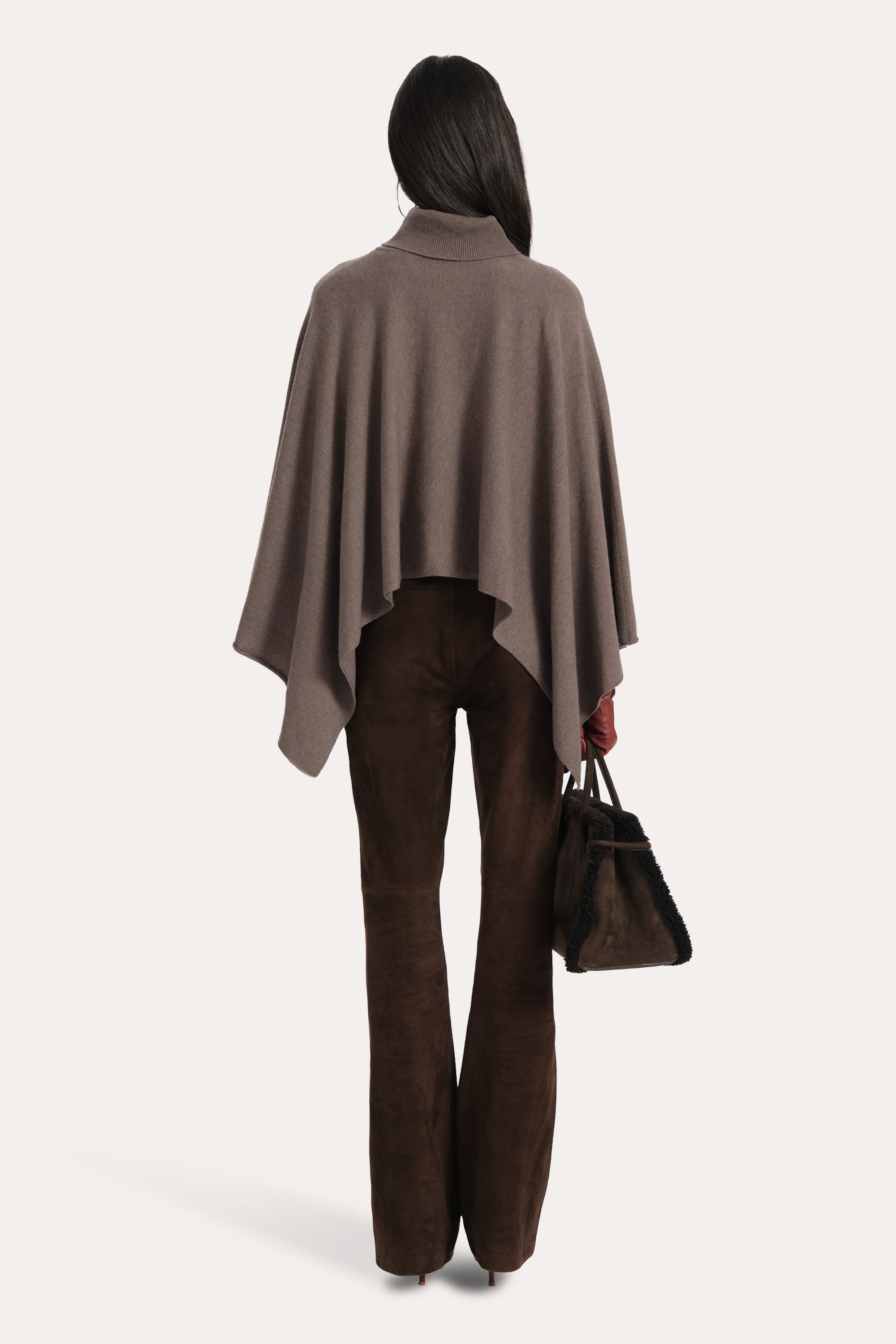 Elie Tahari Kennedy ponczo kaszmirowe golf tobacco