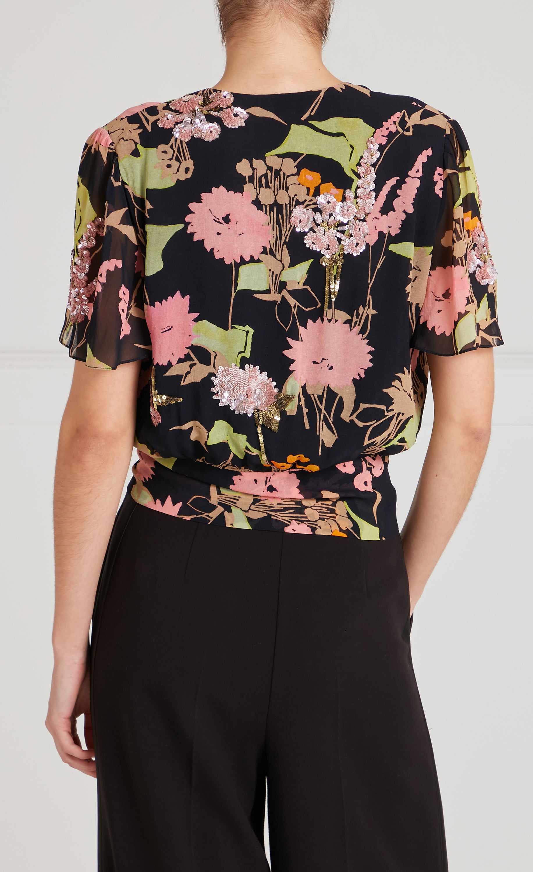 Temperley London Maisie bluzka z cekinami Black Mix