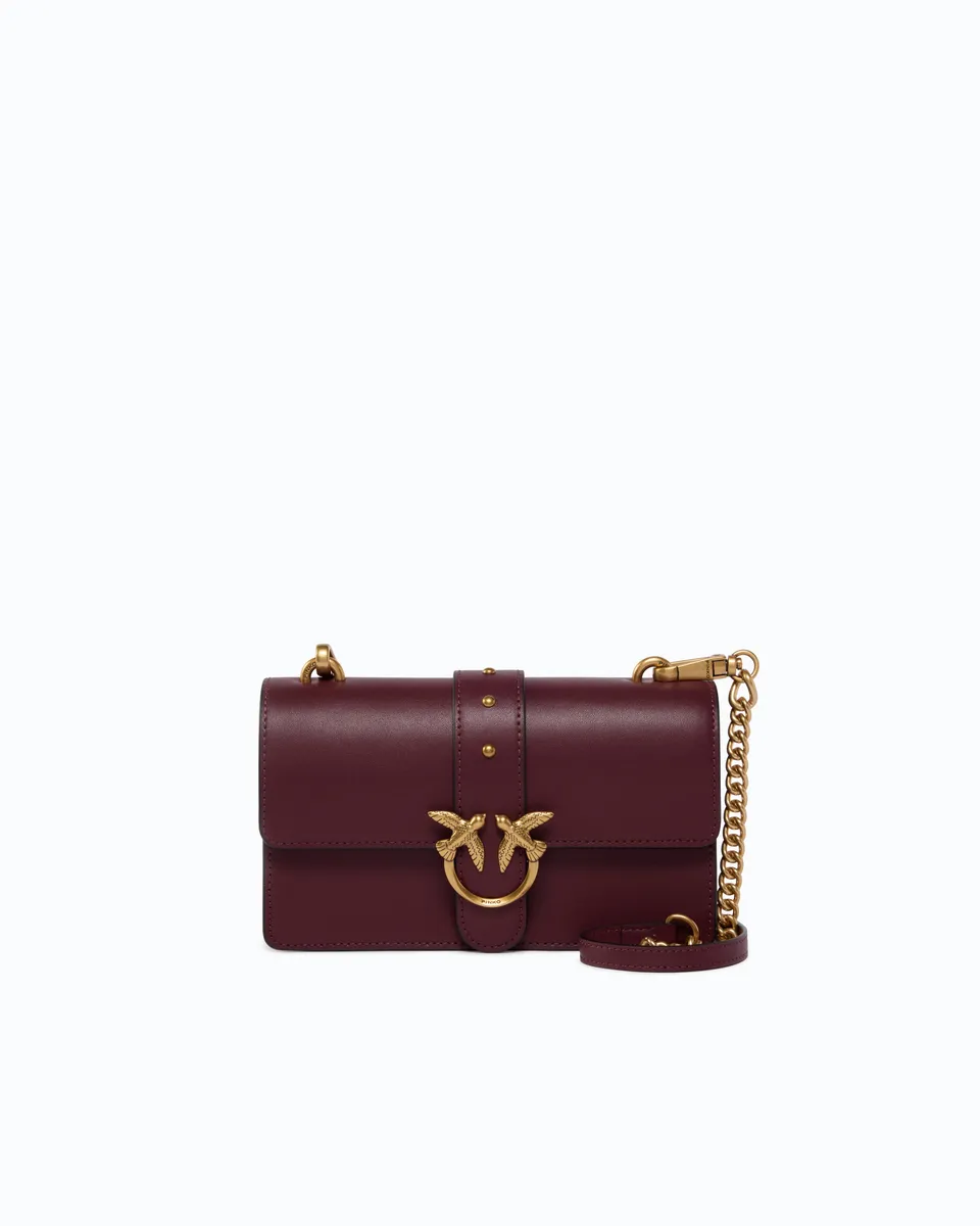 Pinko Love Bag One torebka skórzana brązowa New Buckle