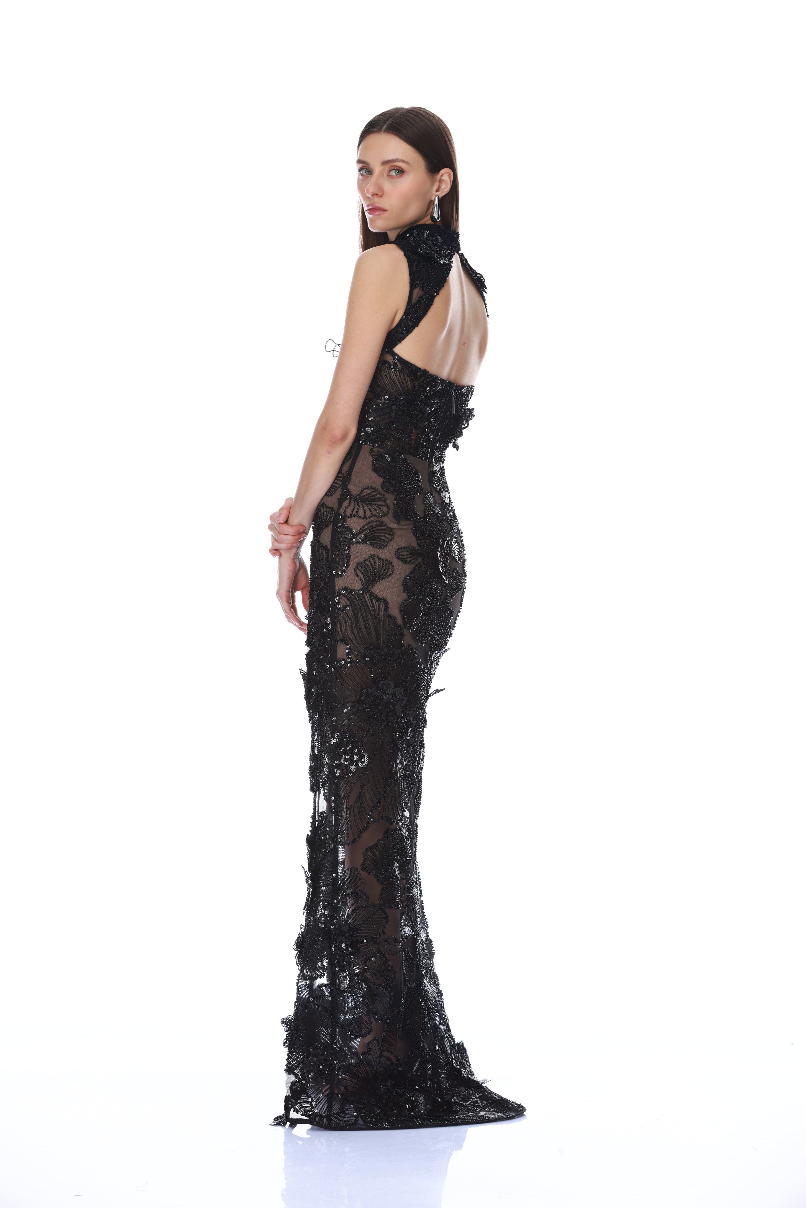 Bronx and Banco High-Neck sukienka wieczorowa czarna maxi