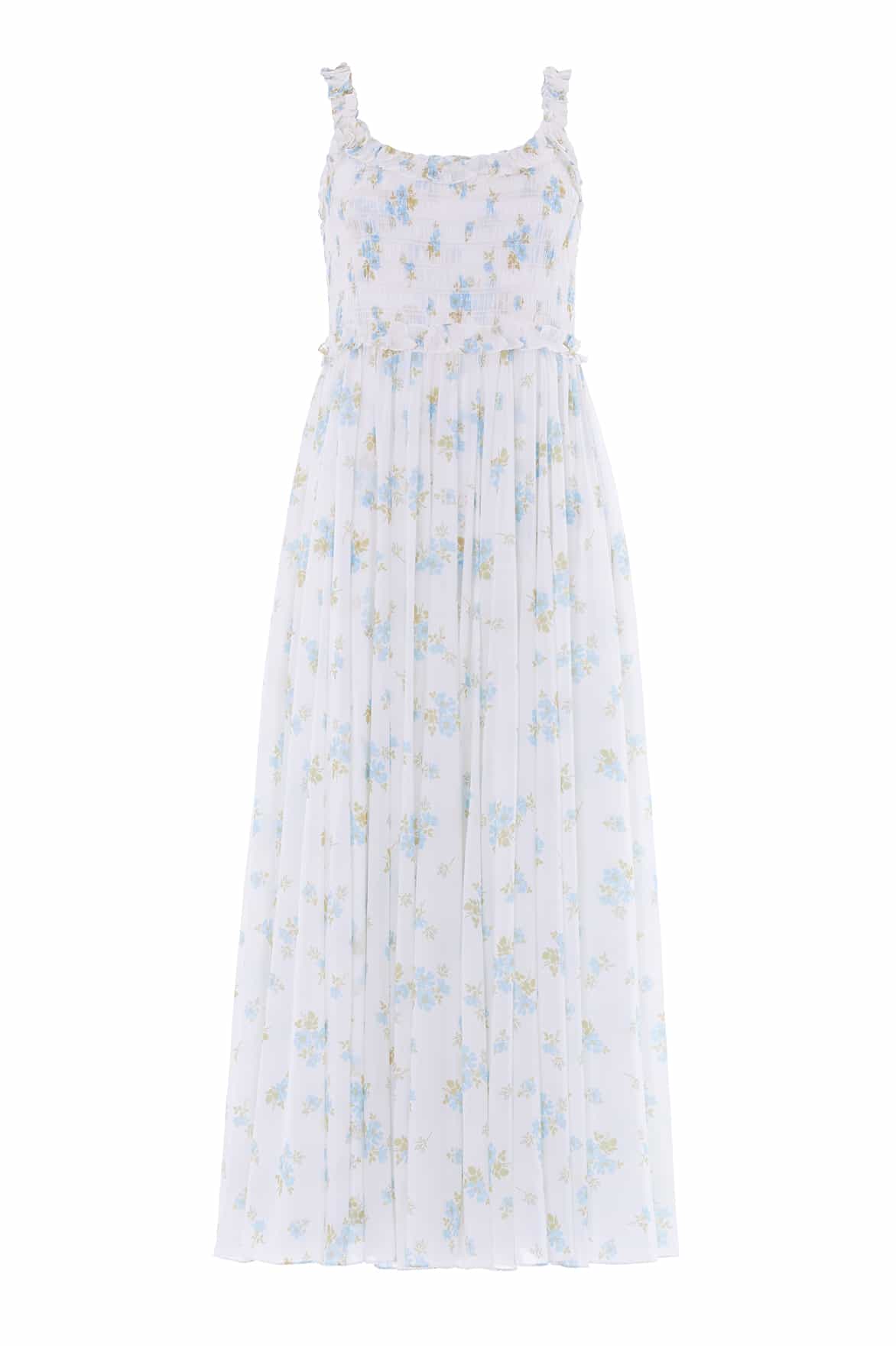 Needle & Thread Magnolia Ditsy Chiffon Smocked Gown suknia biała