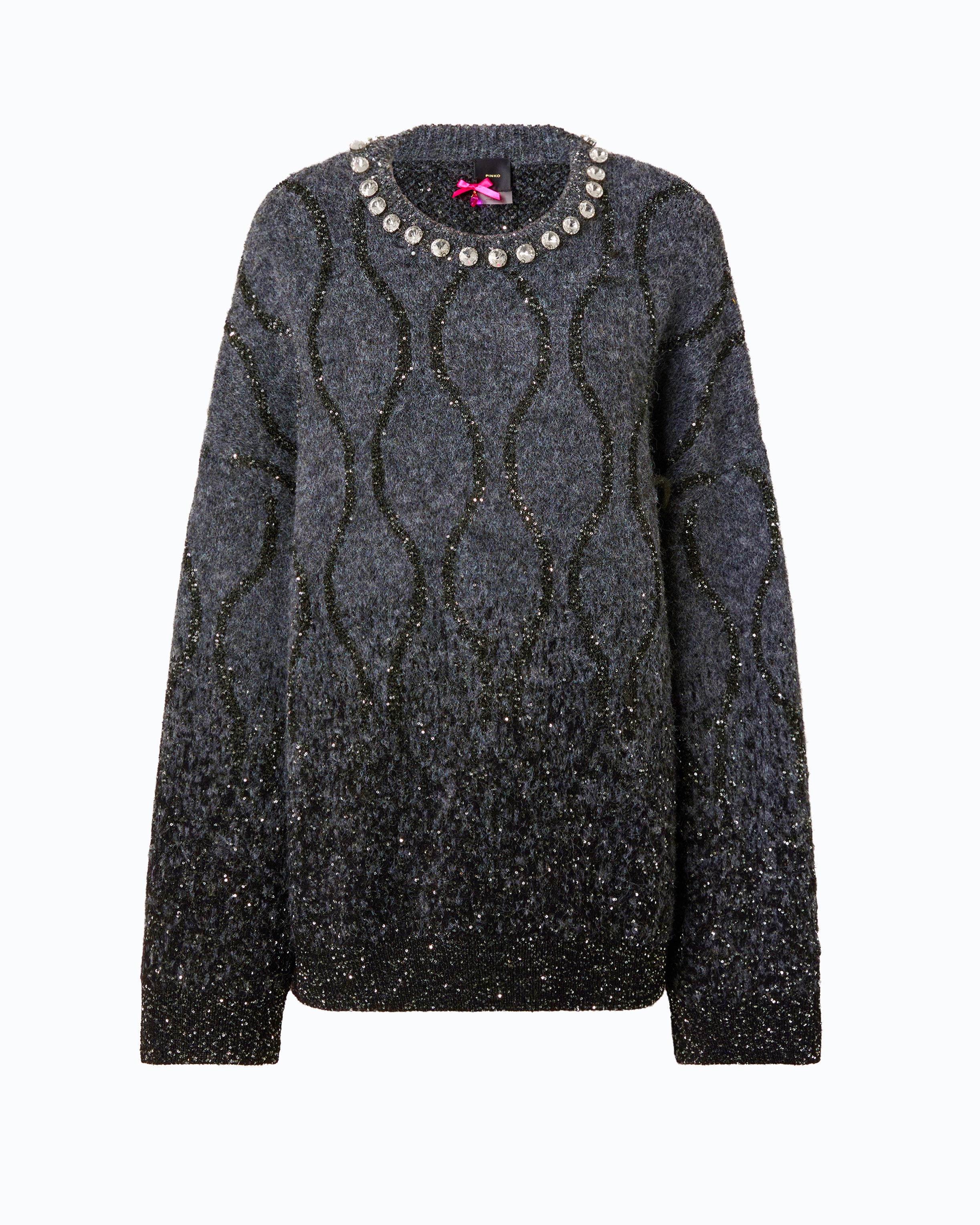 Pinko Renault sweter czarny z cekinami