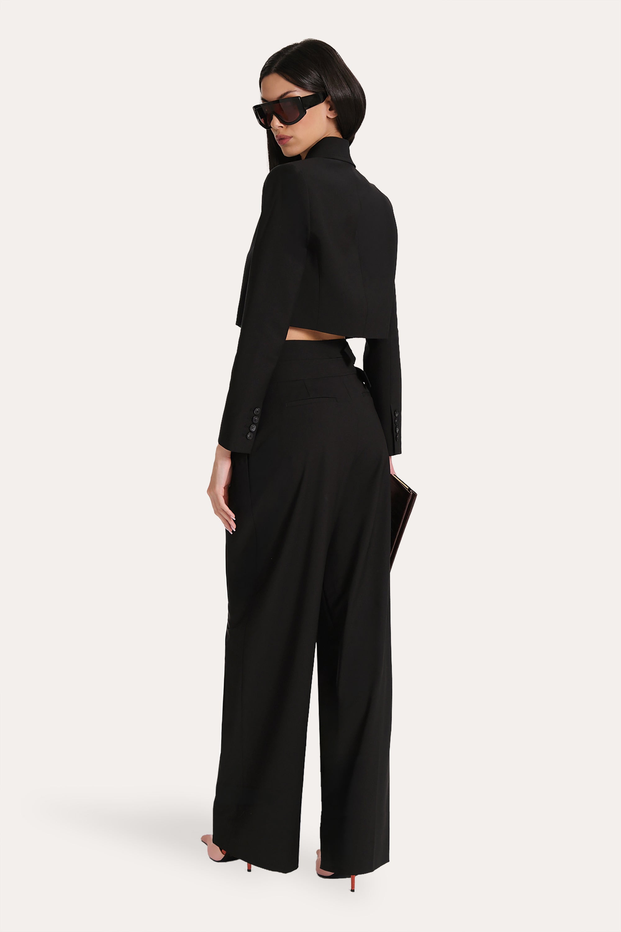 Elie Tahari Sierra Tropical spodnie Onyx wełniane