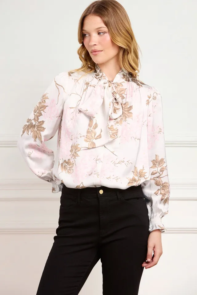 Needle & Thread Wisteria Pussy Bow Blouse bluzka White