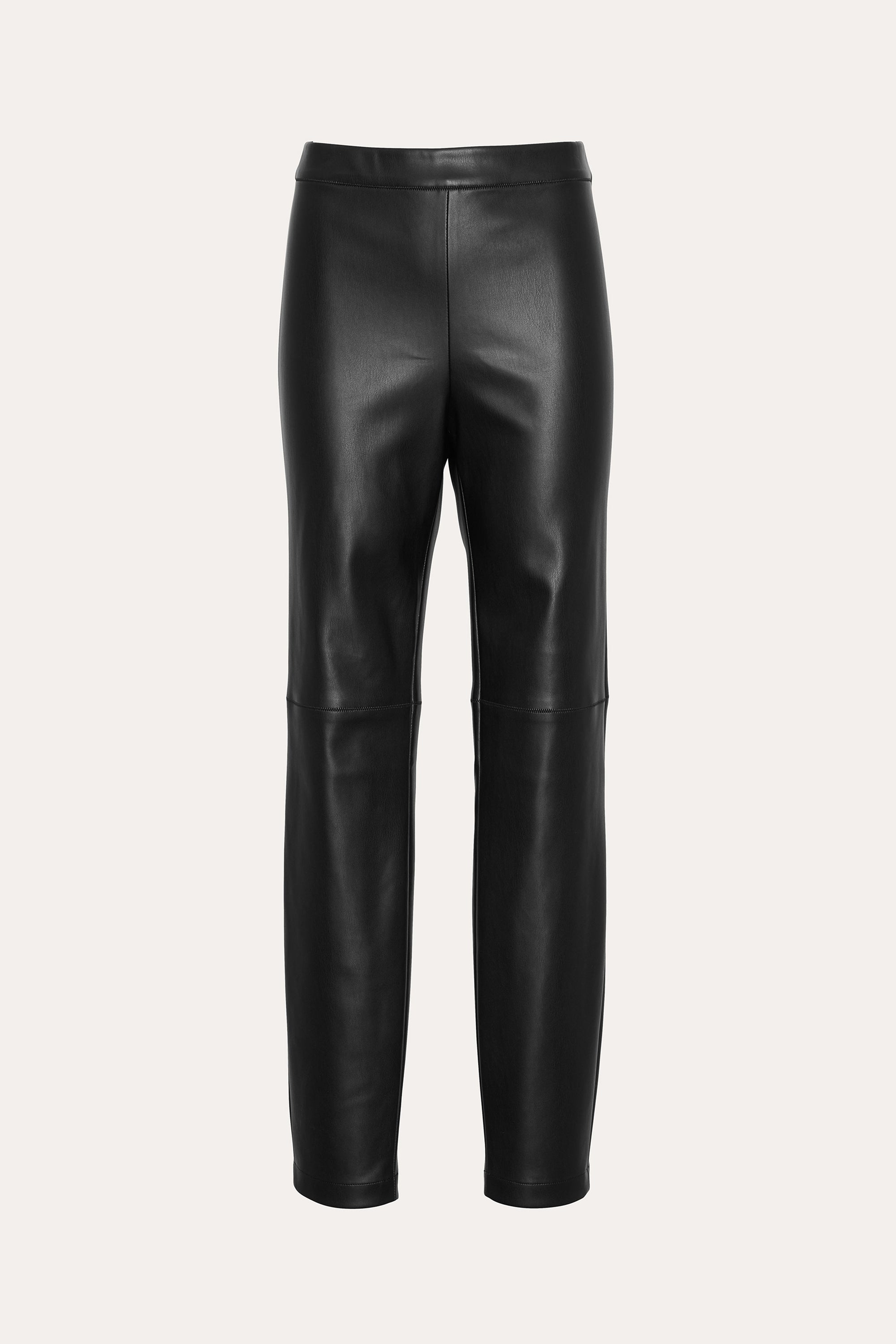 Elie Tahari Vegan Leather legginsy czarne ze szwami