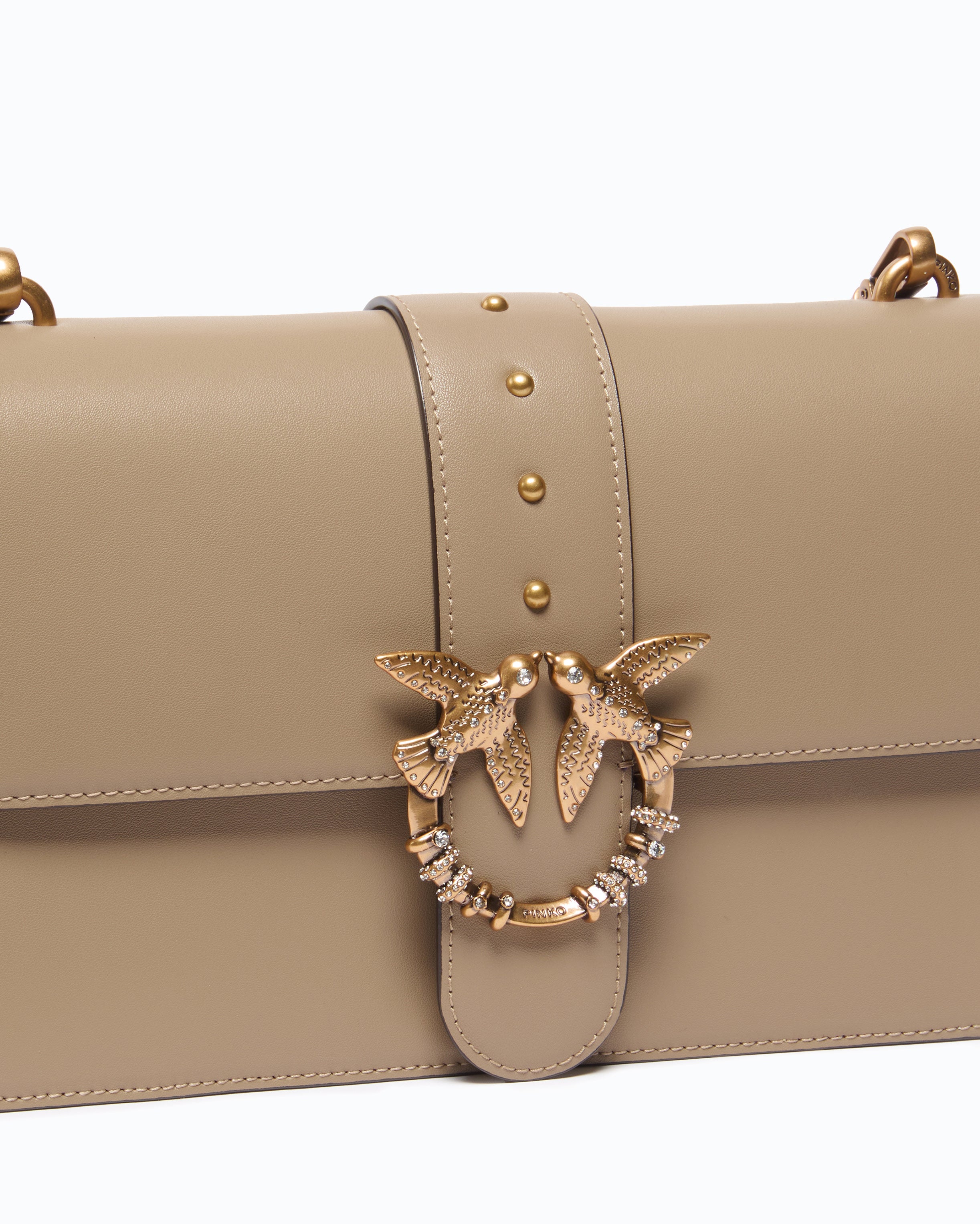 Pinko Love Bag One torebka skórzana z kryształkami