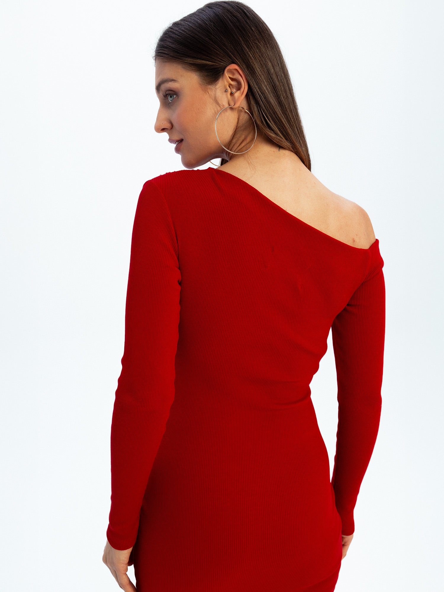Nudyess Glam sukienka midi czerwona XS/S asymetryczna