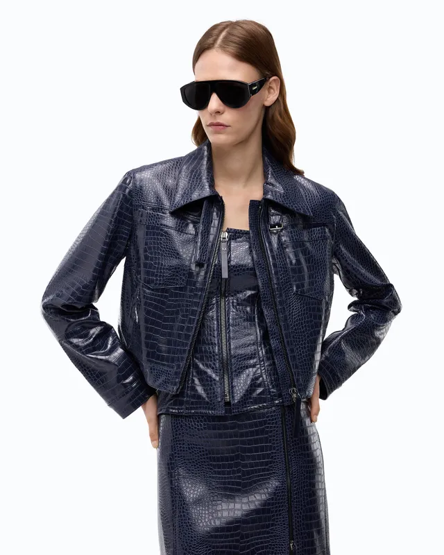 Pinko Bonarda Jacket kurtka niebieska krokodyl