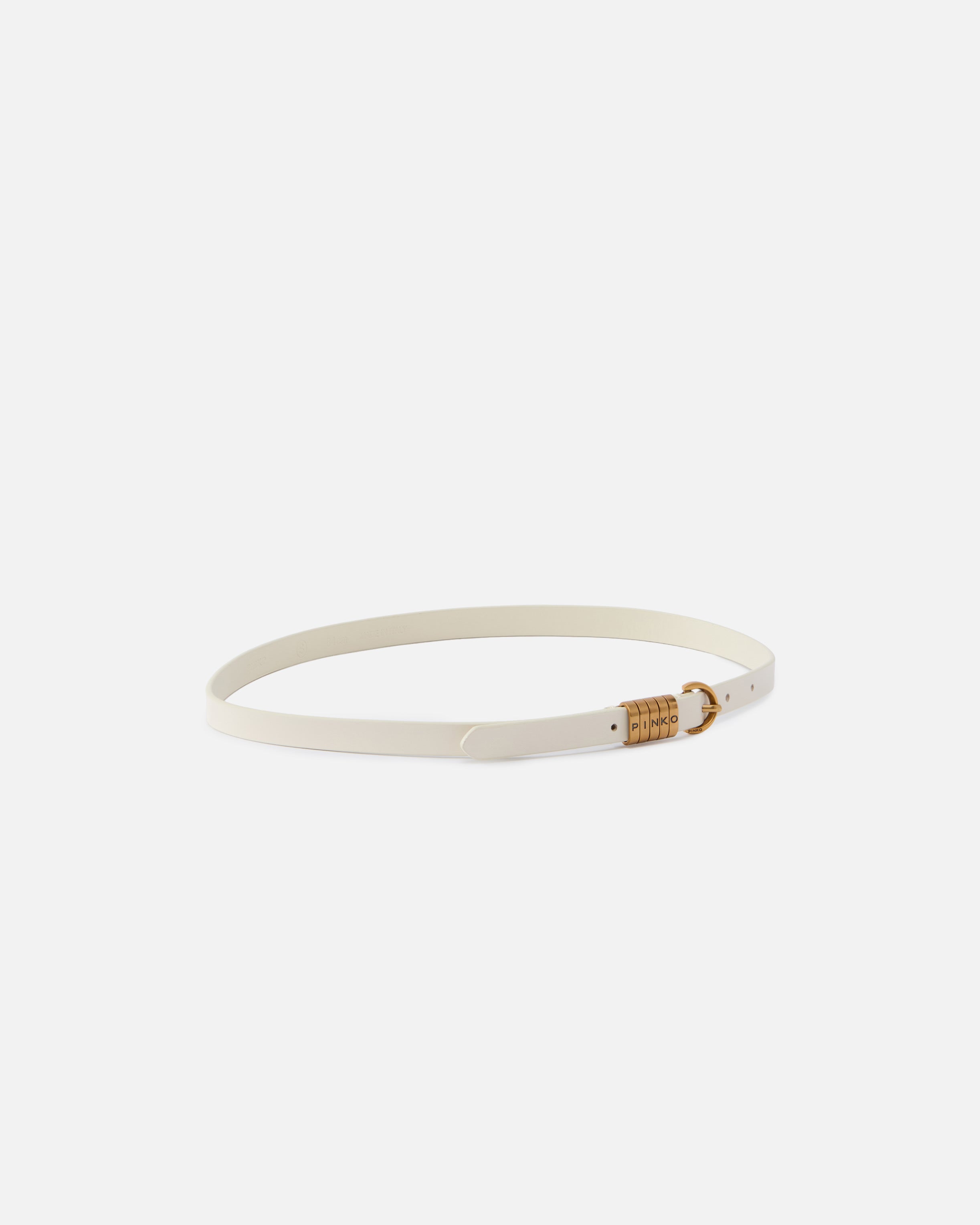 Pinko Saddle Belt H1 pasek skórzany 1,2 cm srebrny