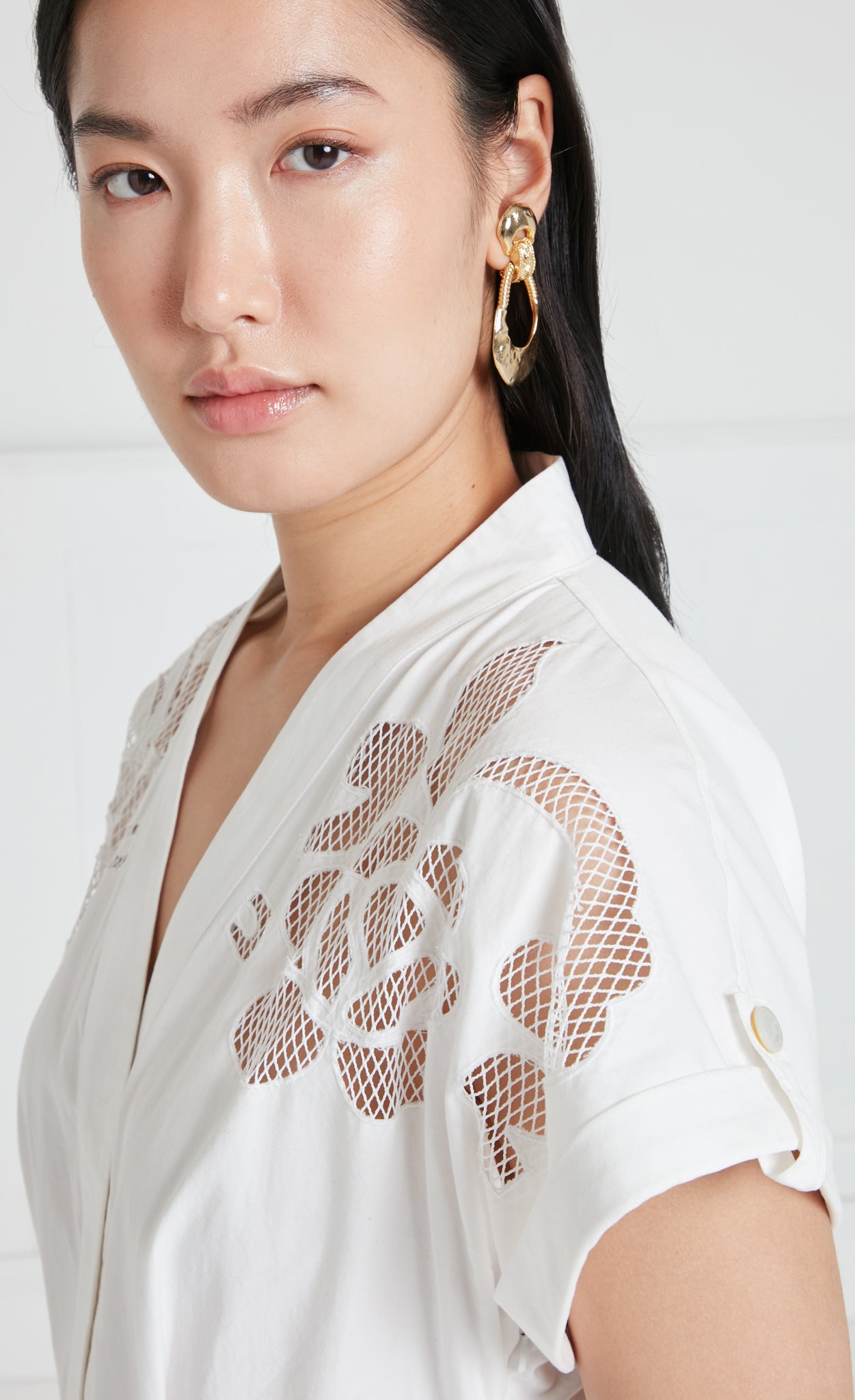 Temperley London Nelle Dress sukienka biała midi haft
