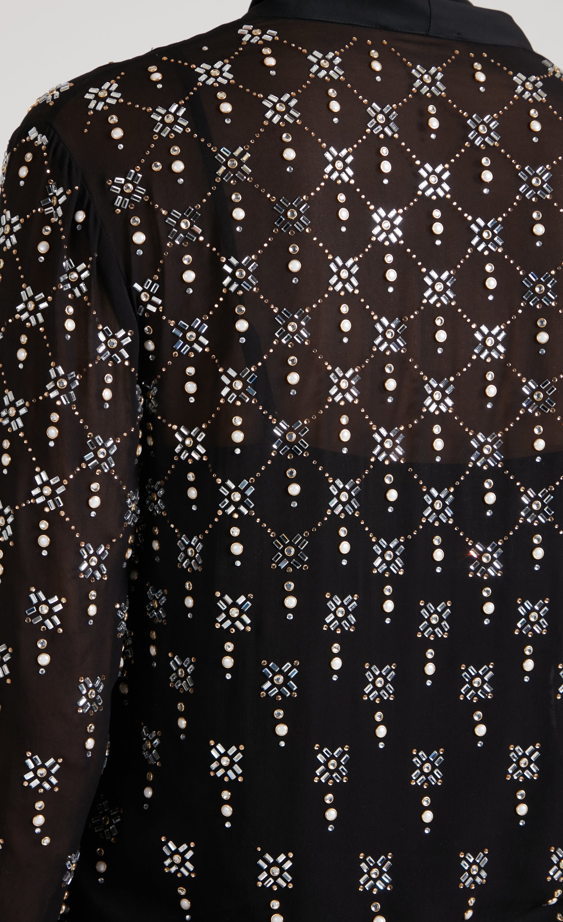 Temperley London Gallantry Blouse bluzka czarna z perełkami