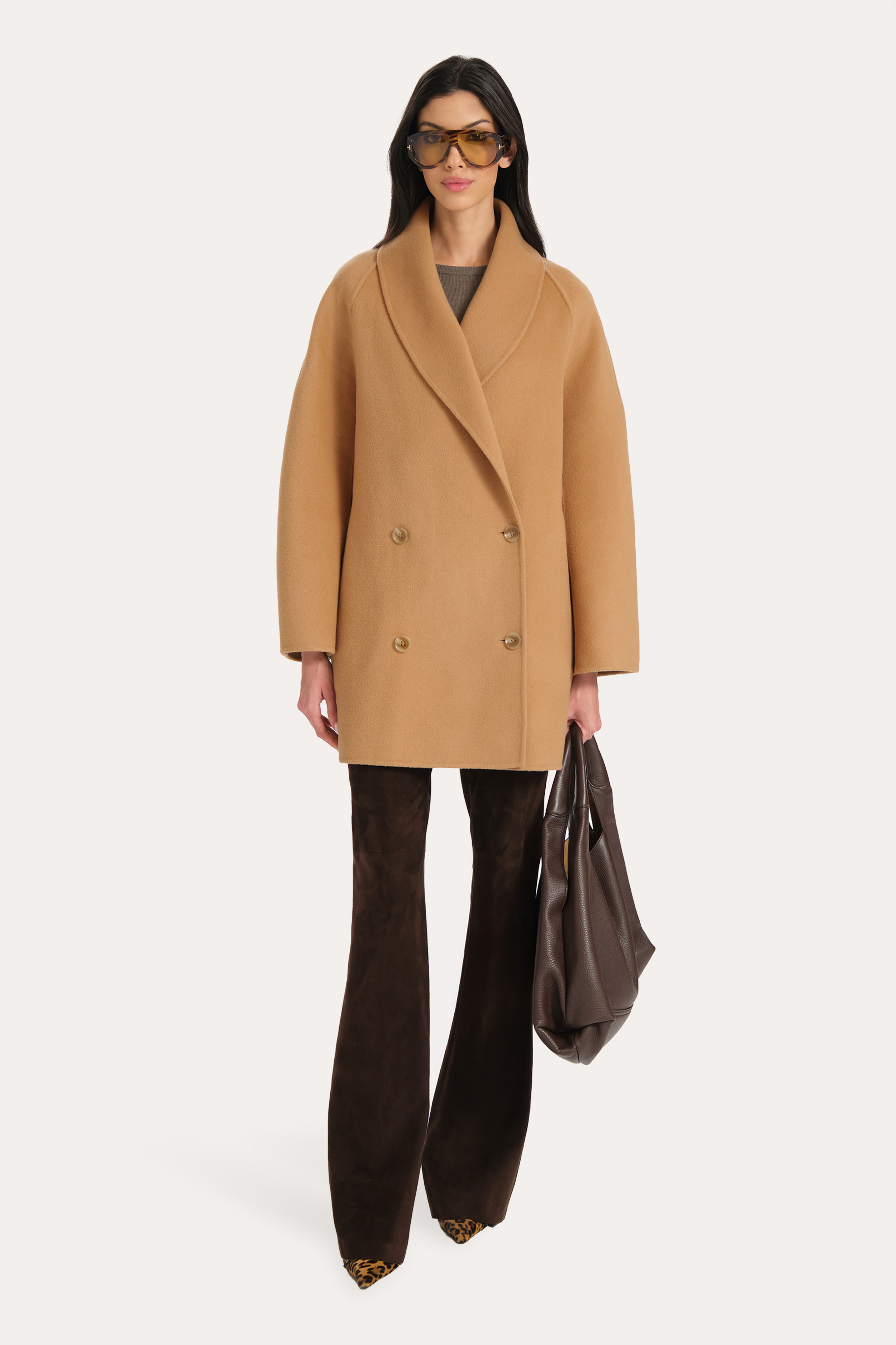 Elie Tahari Parker płaszcz wełniany Cuban Sand
