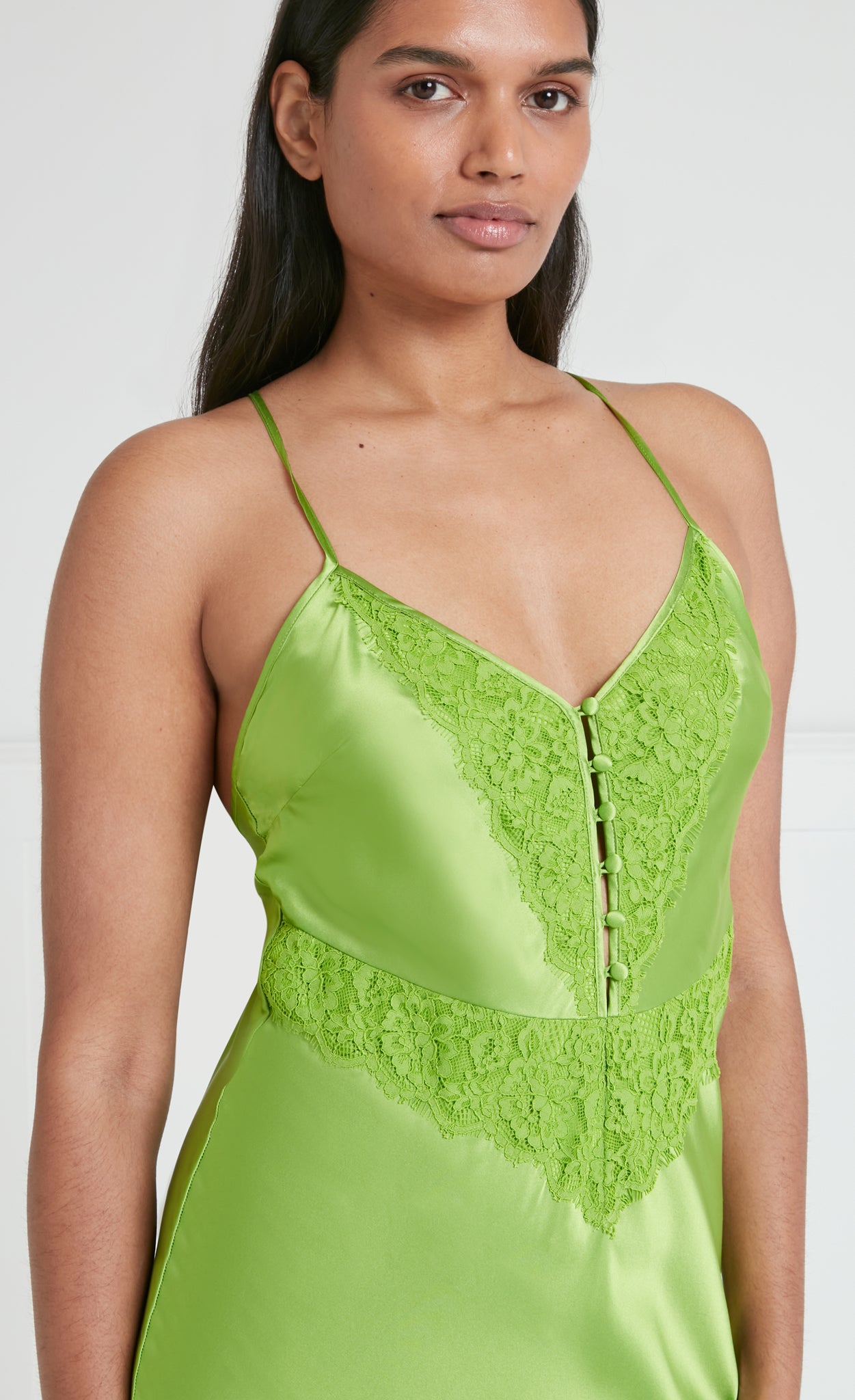 Temperley London Thalia sukienka satynowa Green