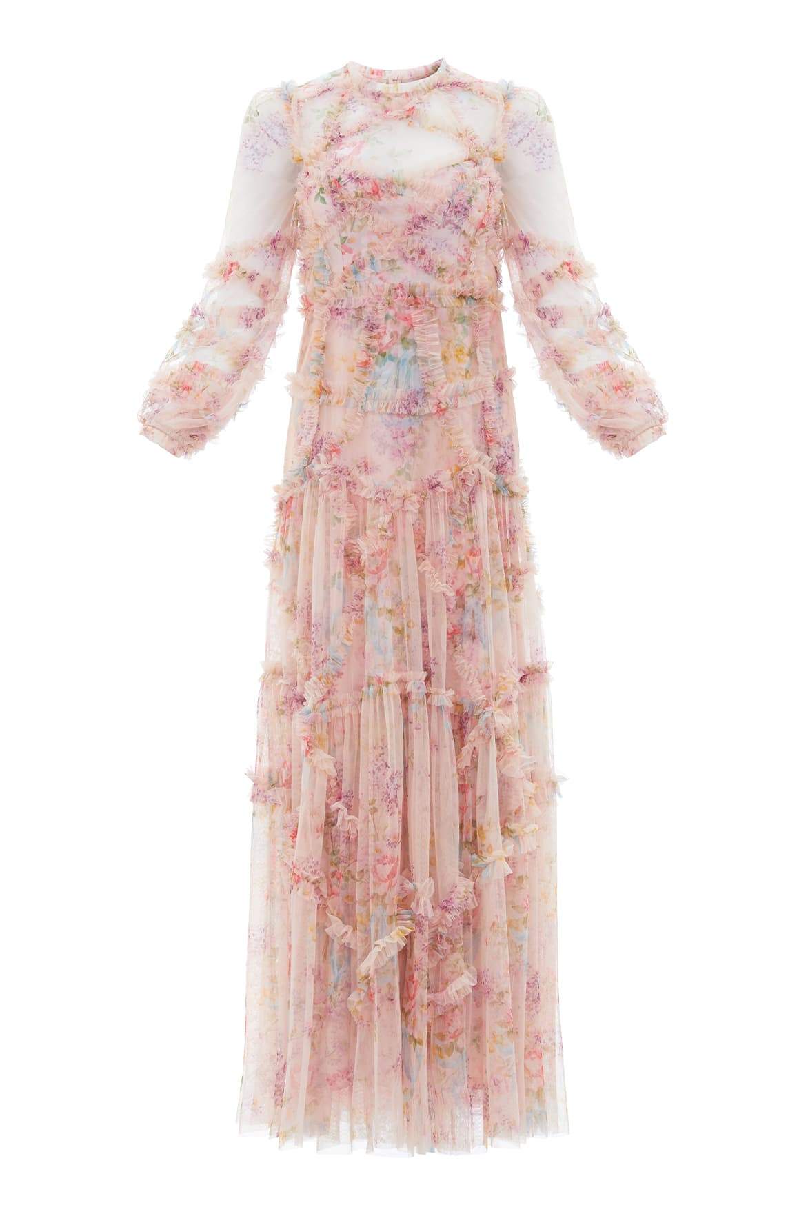 Needle & Thread Floral Diamond Ruffle Gown suknia kwiatowa
