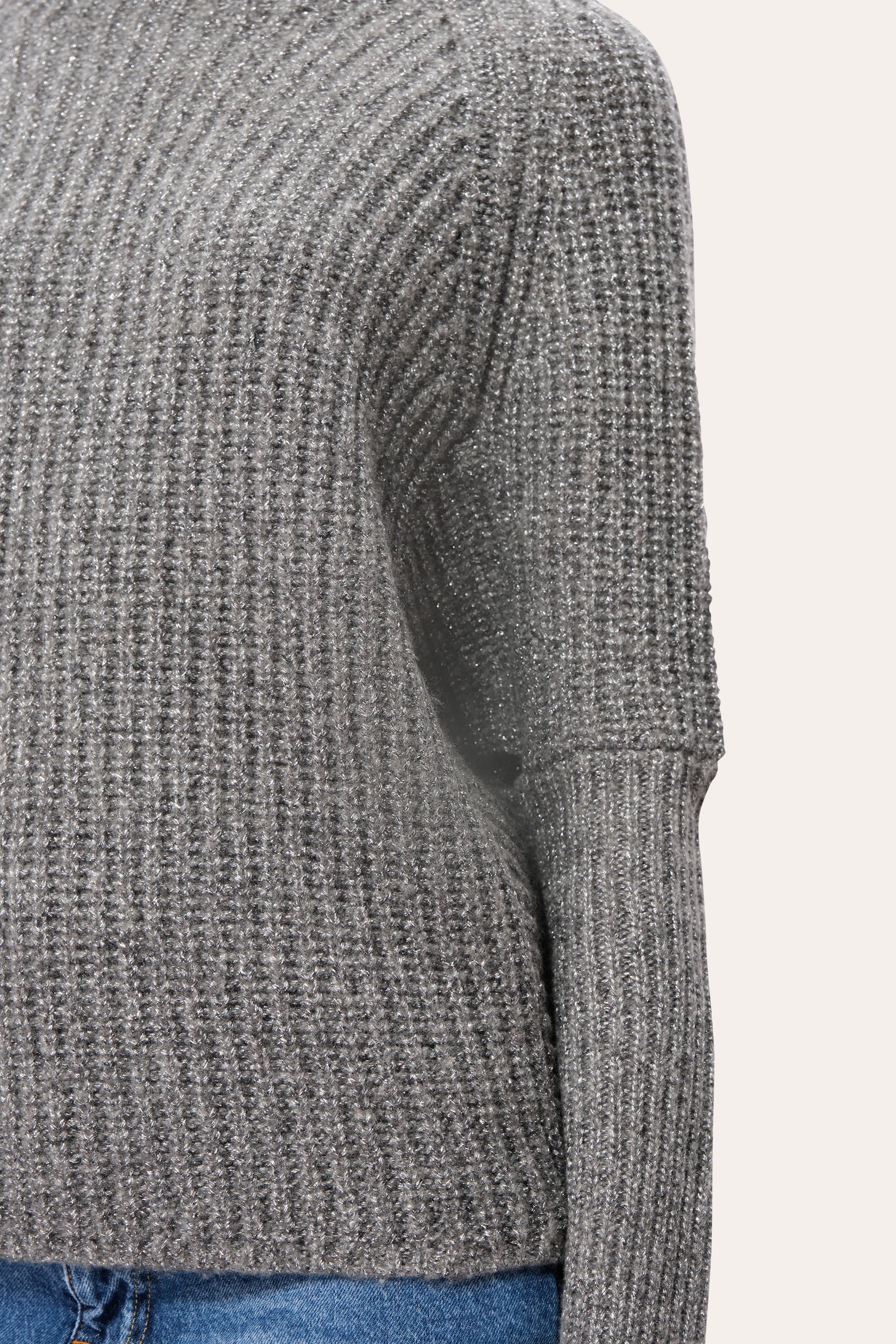 Elie Tahari E95XJ504 sweter wełniany szary metaliczny