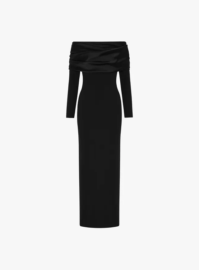 Solace London Bradshaw sukienka wieczorowa maxi czarna odkryte ramiona
