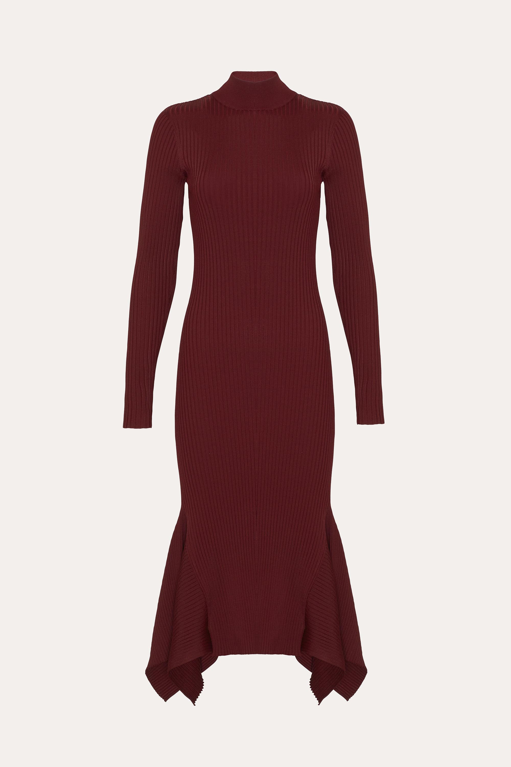 Elie Tahari Fiona Rib Sweater Dress sukienka Jester Red midi