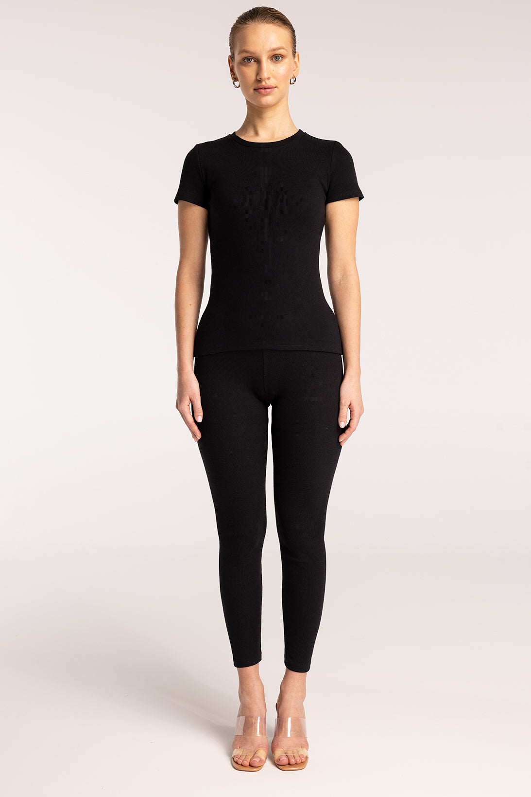 Nudyess Monday top basic ecru prążkowany