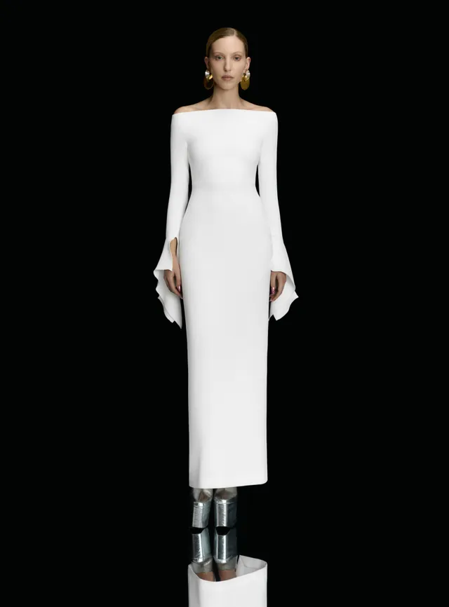 Solace London Amalie sukienka maxi Cream ślubna