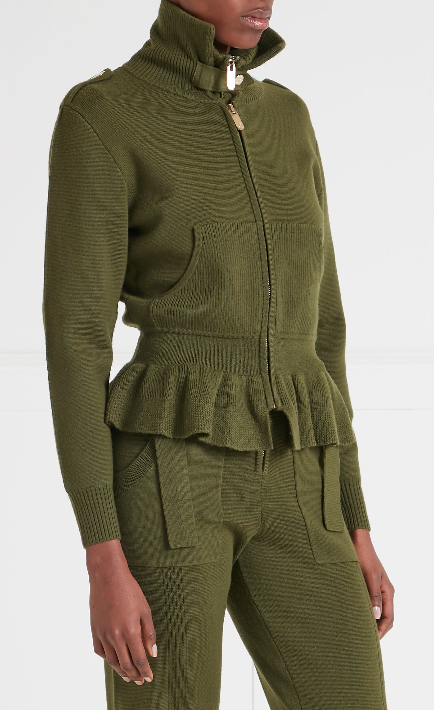Temperley London Napoleon kurtka zielona wełna merino