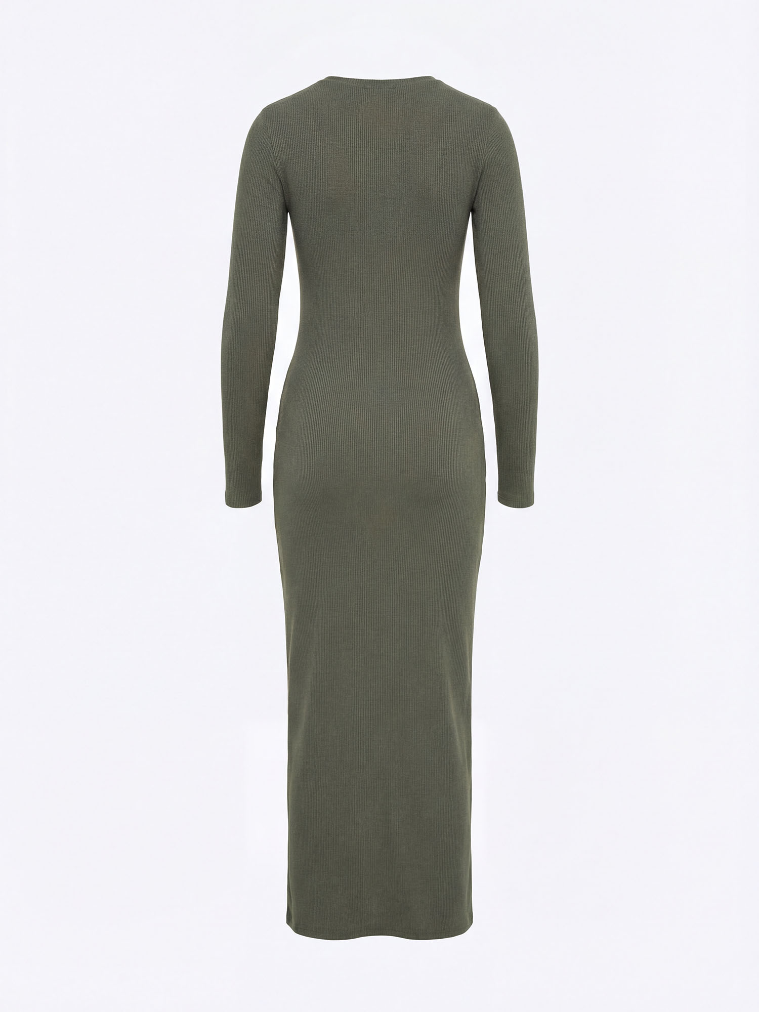 Nudyess Eos sukienka maxi khaki prążkowana