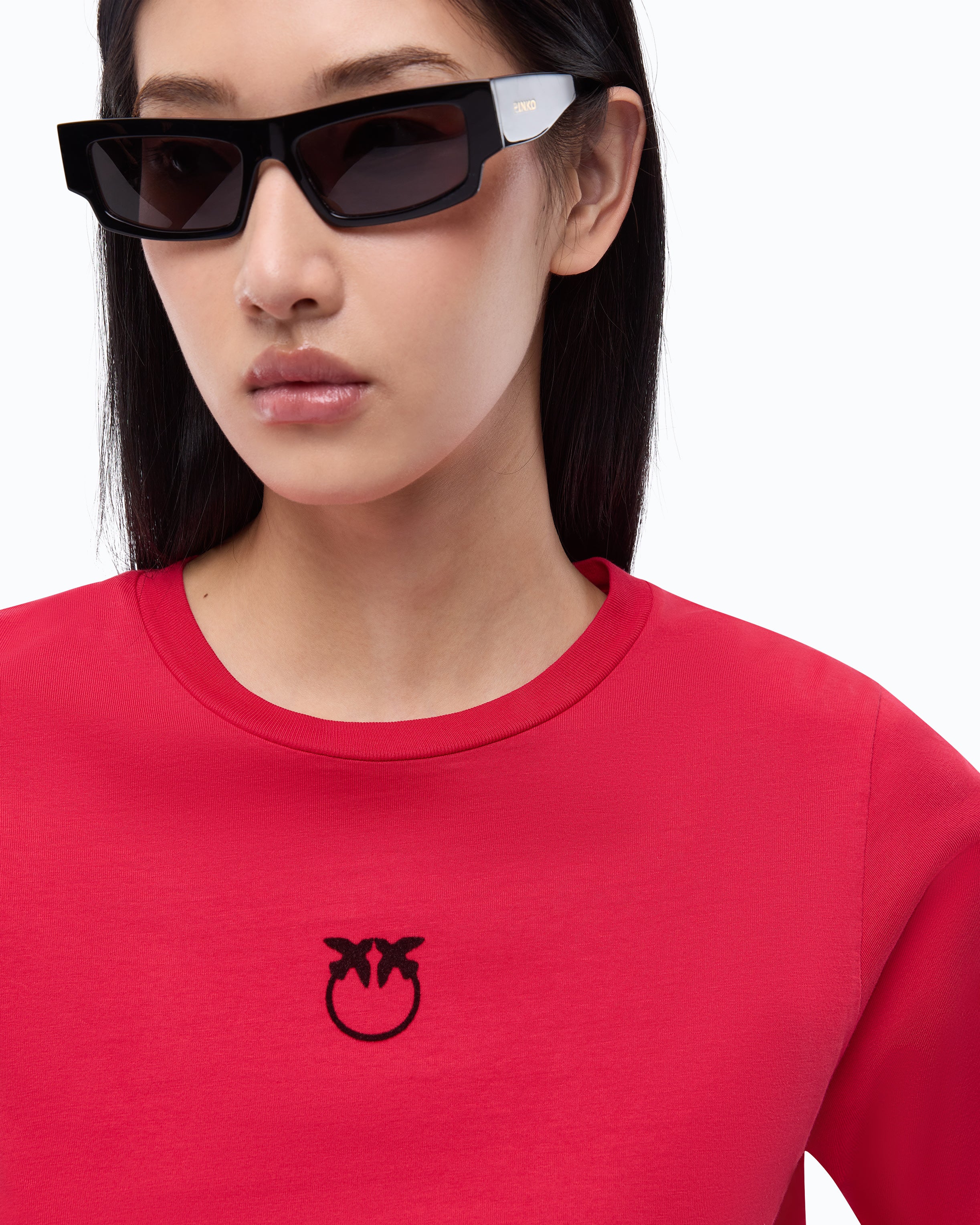Pinko Toblino t-shirt bawełniany z logo długi rękaw
