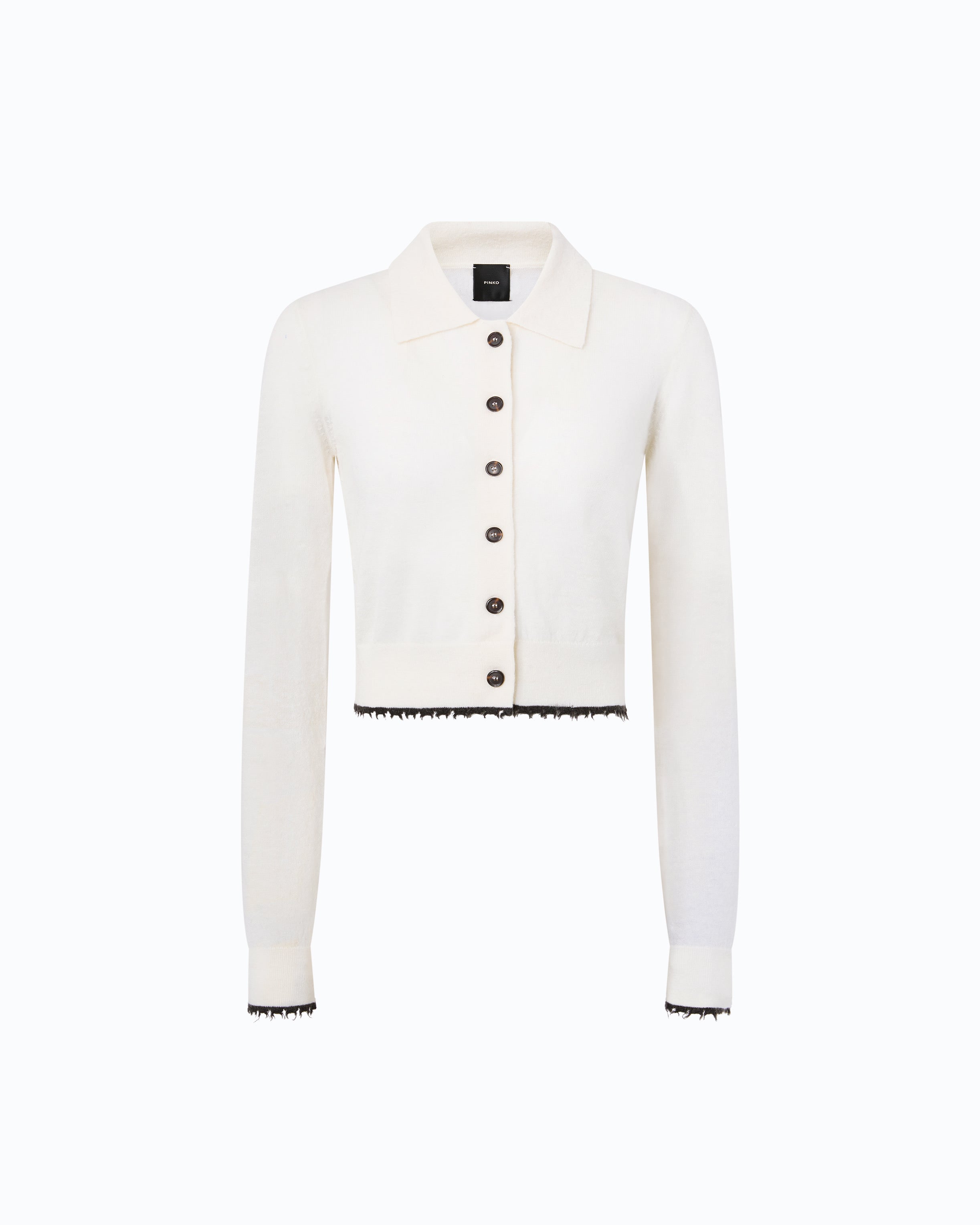 Pinko Madrid kardigan polo wełniany biały S