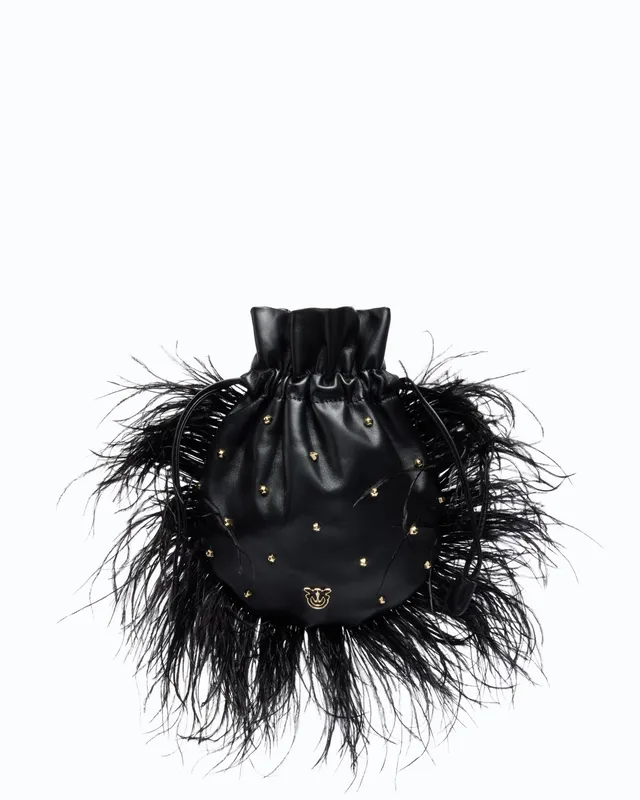 Pinko Galleria pouch torebka pióra czarna