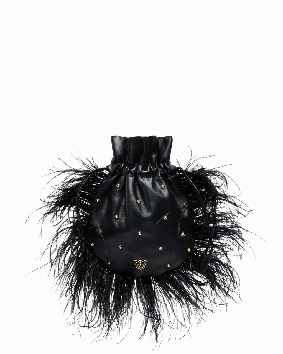 Pinko Galleria pouch torebka pióra czarna