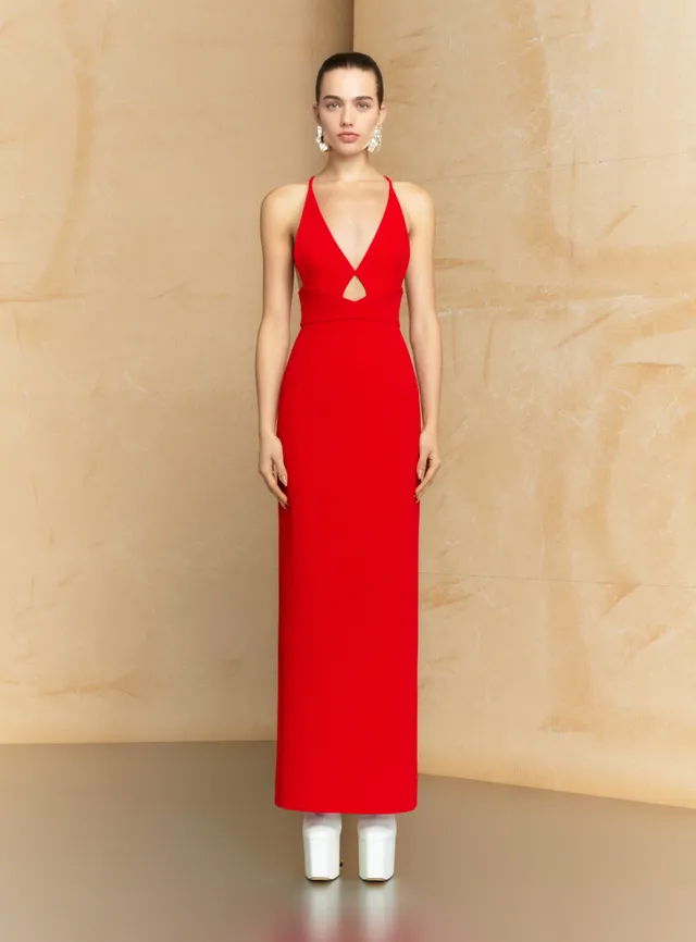 Solace London Milly sukienka maxi czerwona bez rękawów