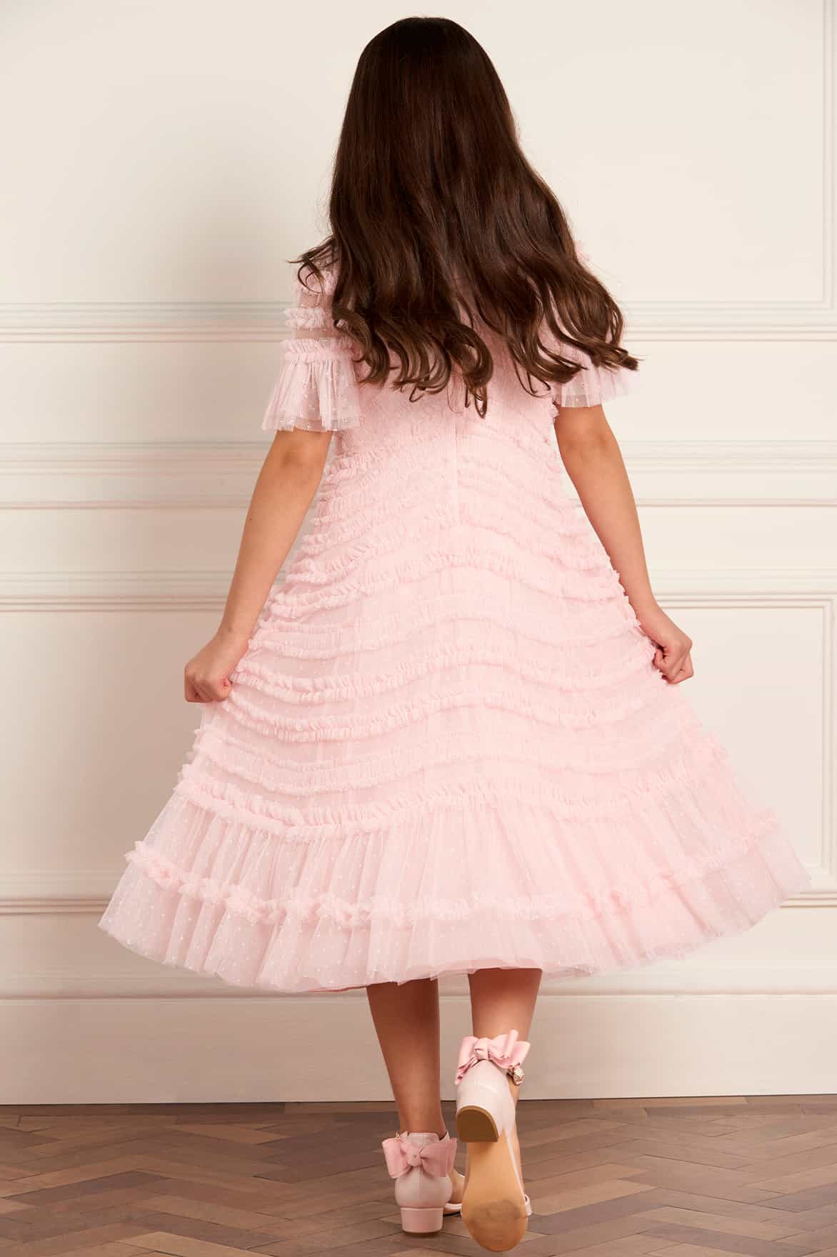 Needle & Thread Amara Ruffle Kids Dress sukienka różowa tiulowa