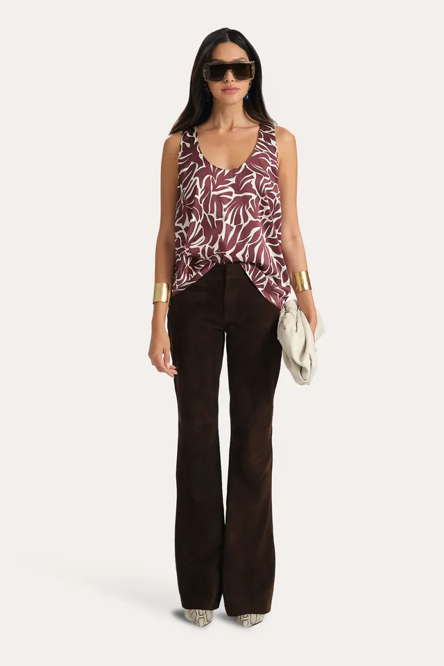 Elie Tahari Naya Silk Charmeuse bluzka koralowa print