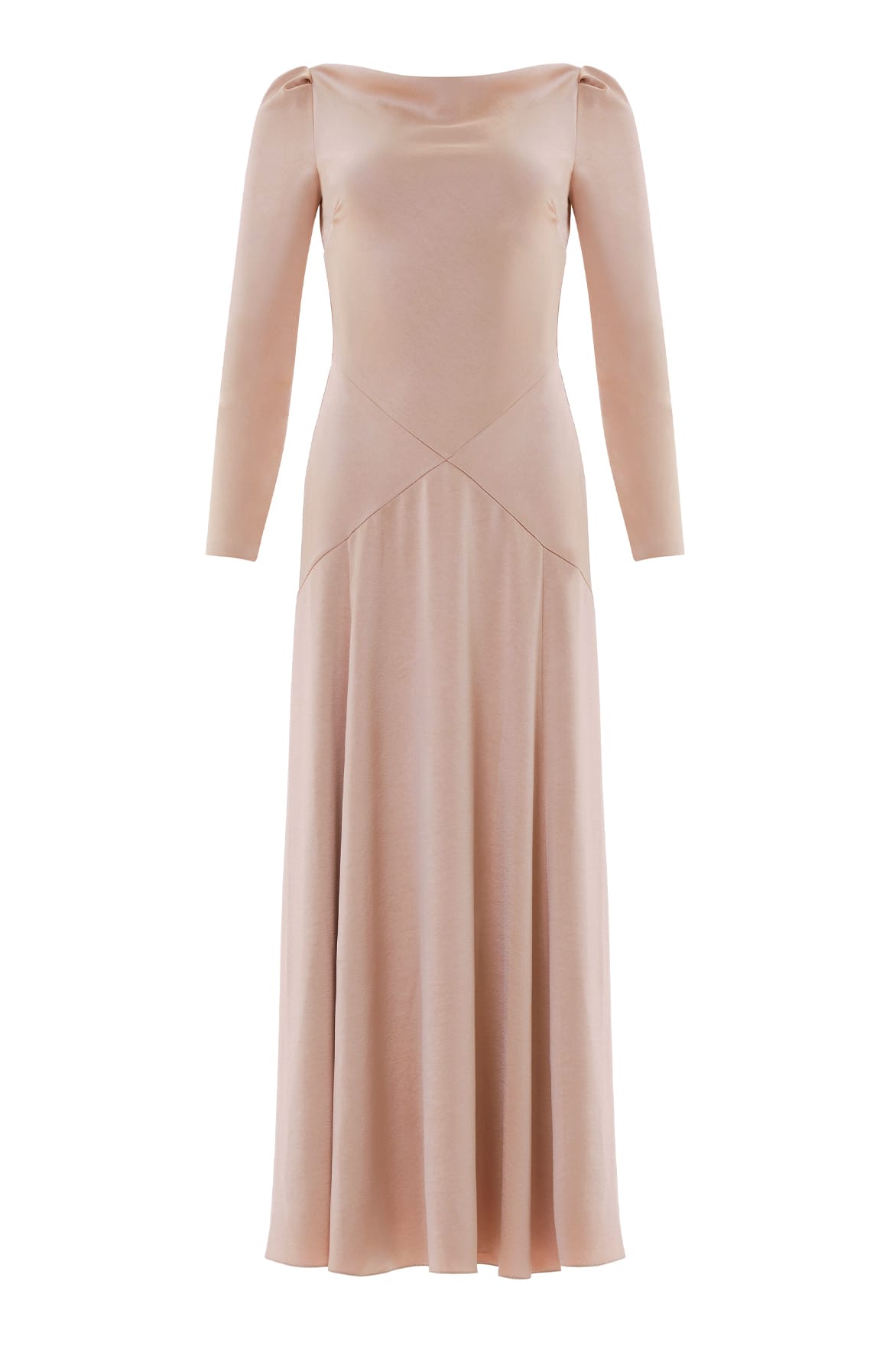 Needle & Thread Evangeline Satin Cowl Neck Long Sleeve Gown sukienka beż