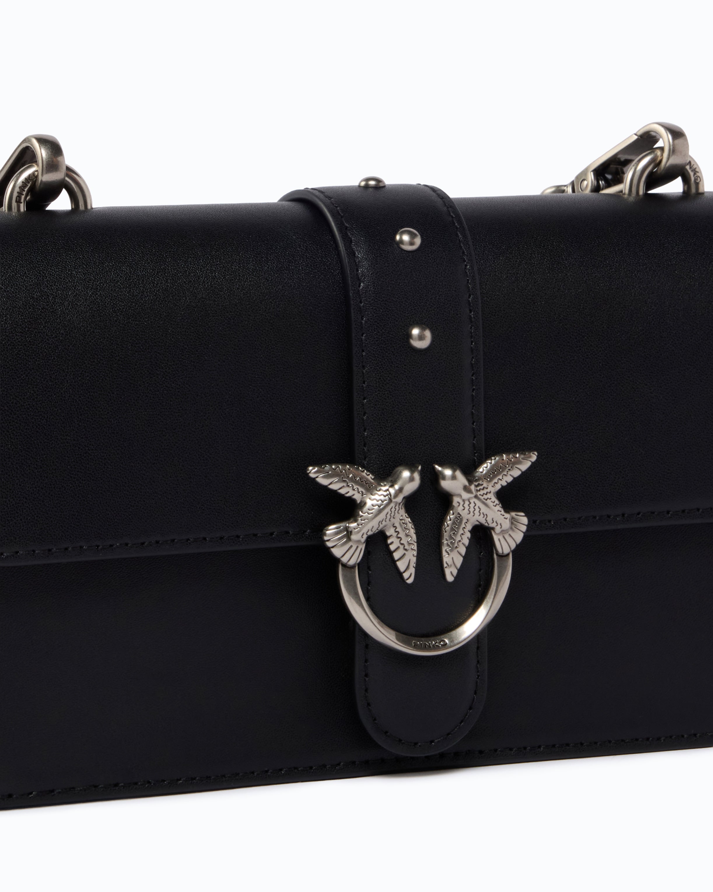 Pinko Love Bag One torebka skórzana czarna mała