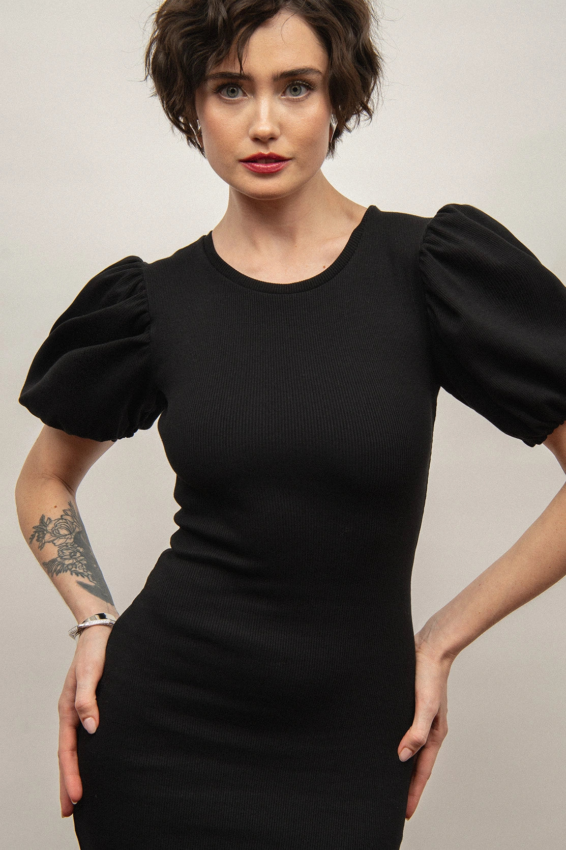 Nudyess Susan sukienka midi bufki Black